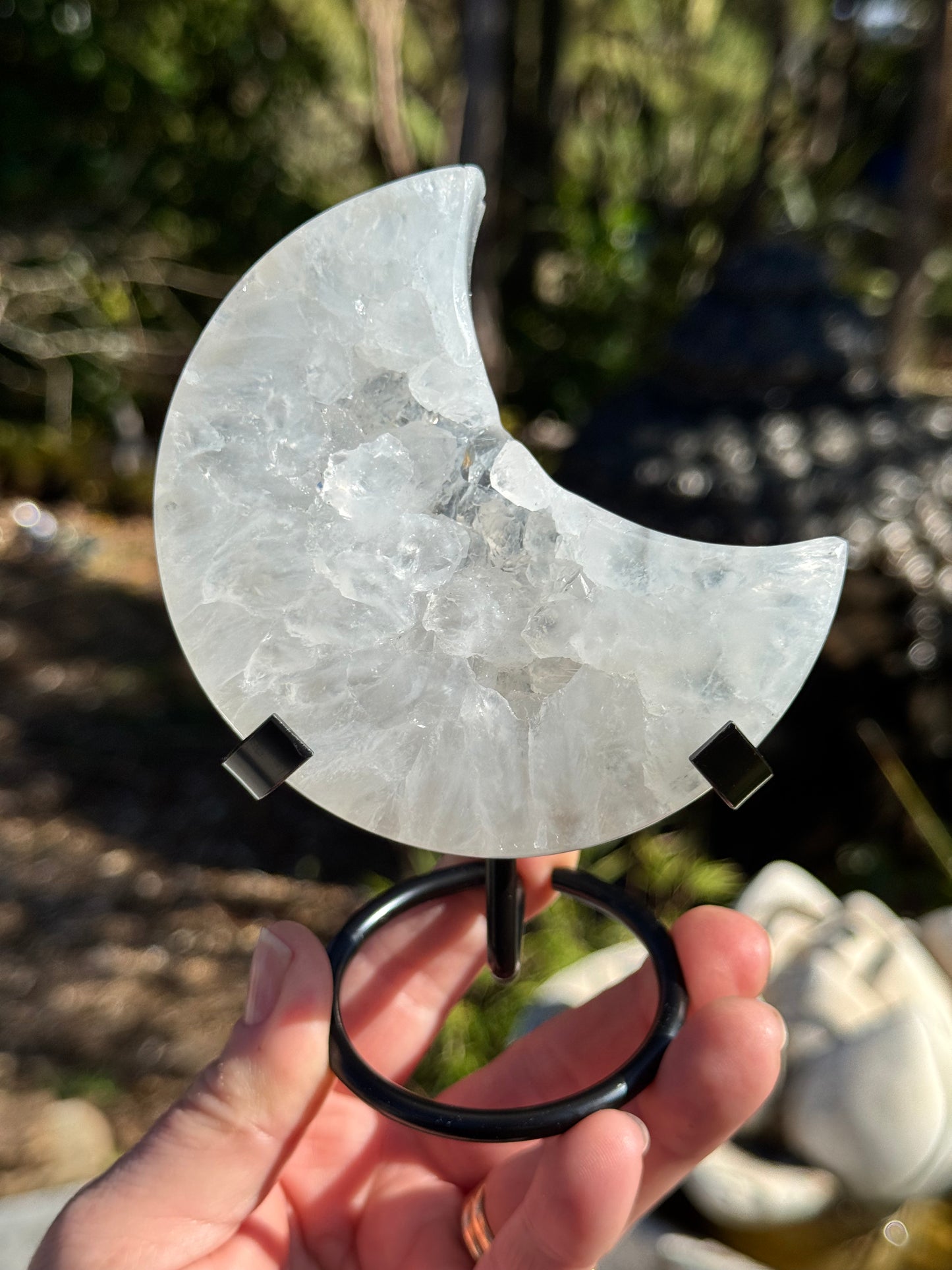 Druzy Brazilian Quartz Crescent Moon 2