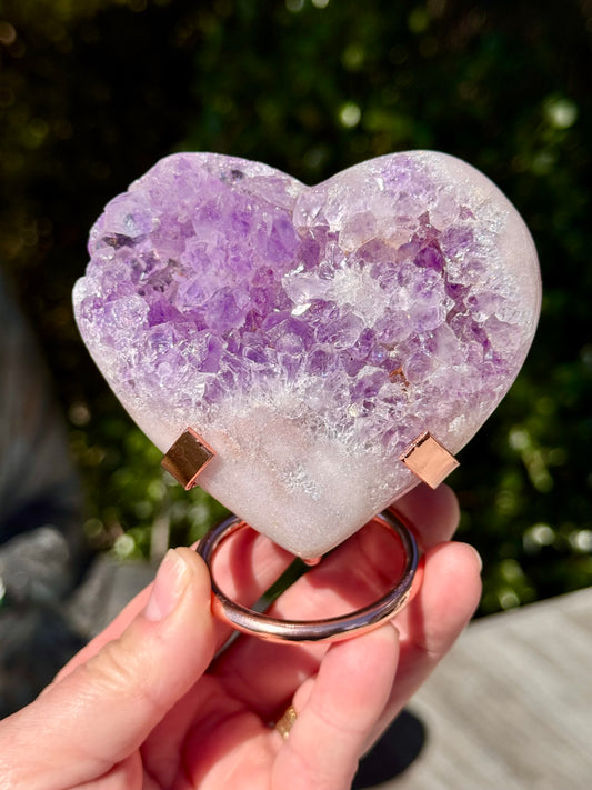 Purple and Pink Amethyst Cluster Heart