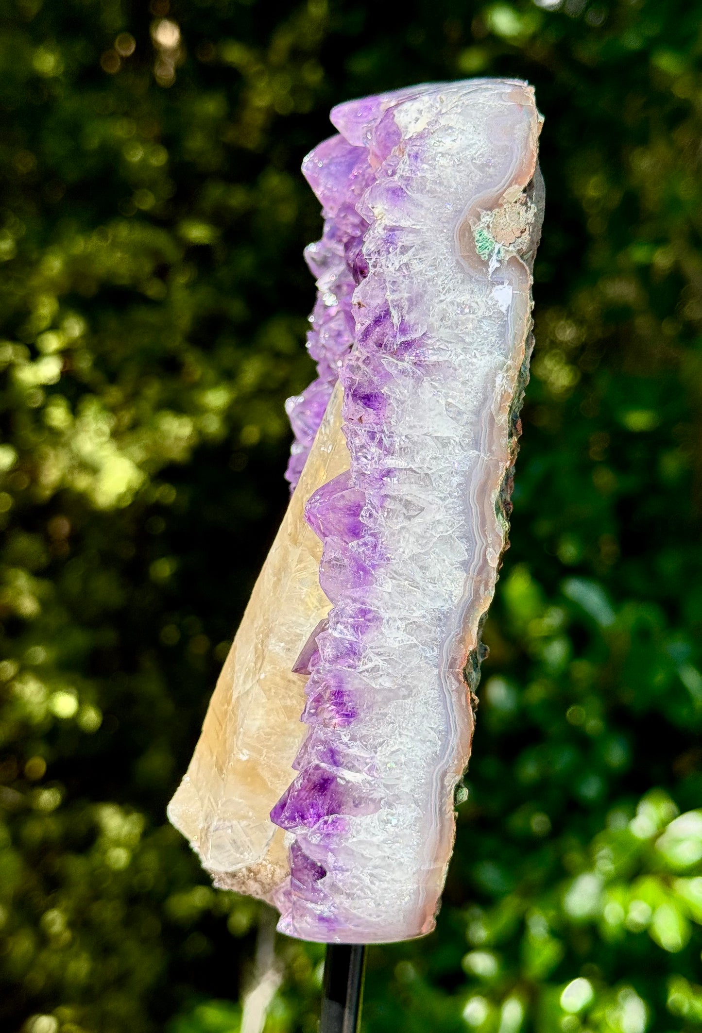 Amethyst with Calcite Cluster On a stand