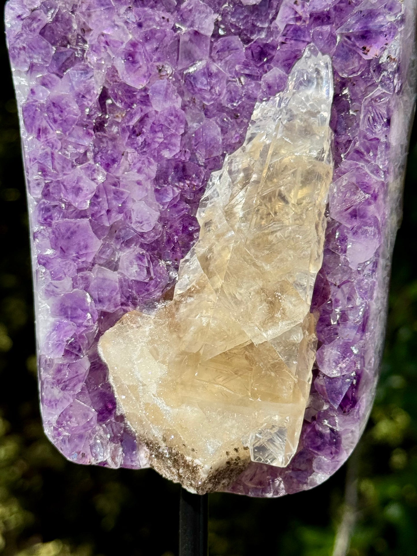 Amethyst with Calcite Cluster On a stand