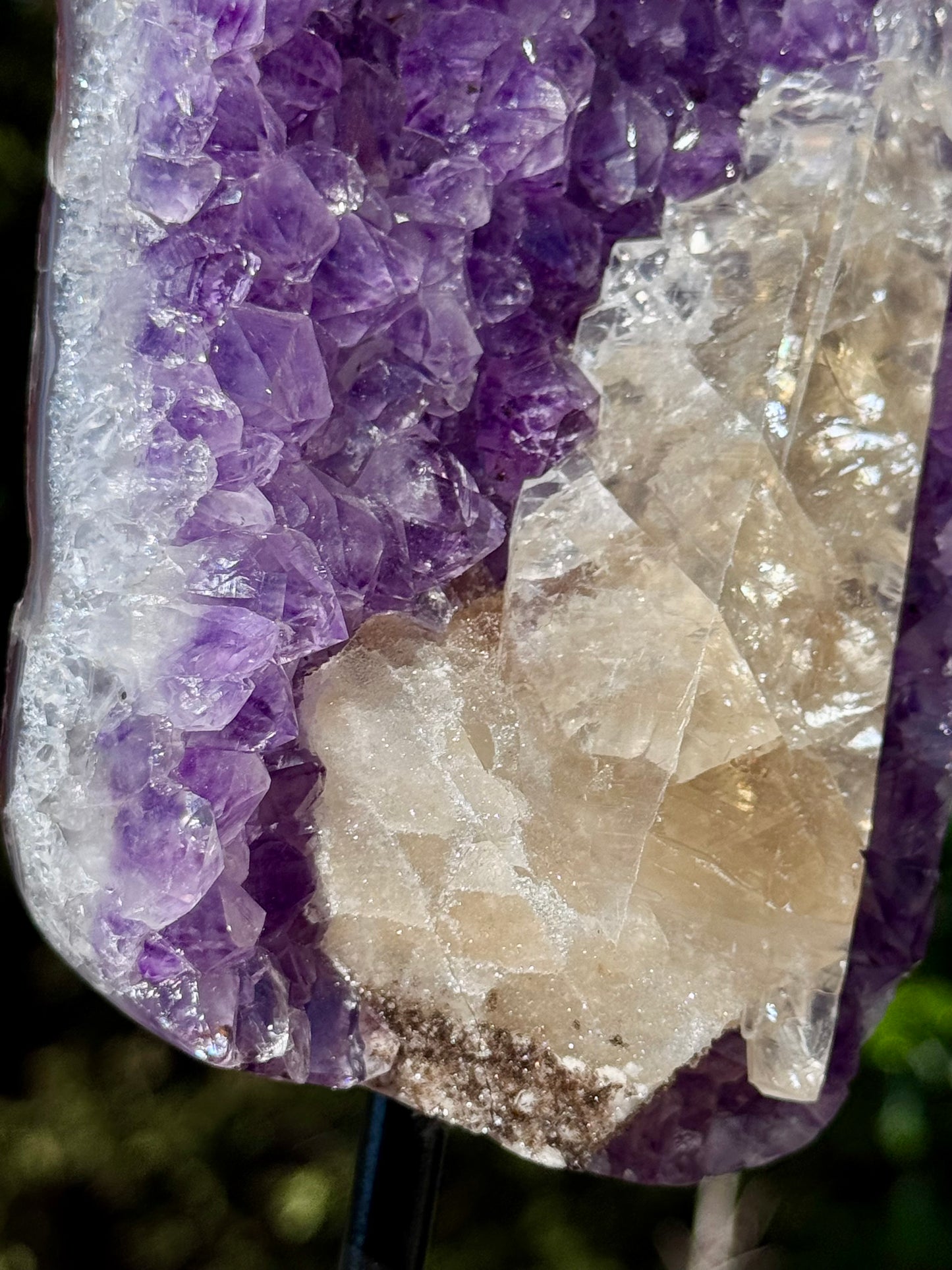 Amethyst with Calcite Cluster On a stand