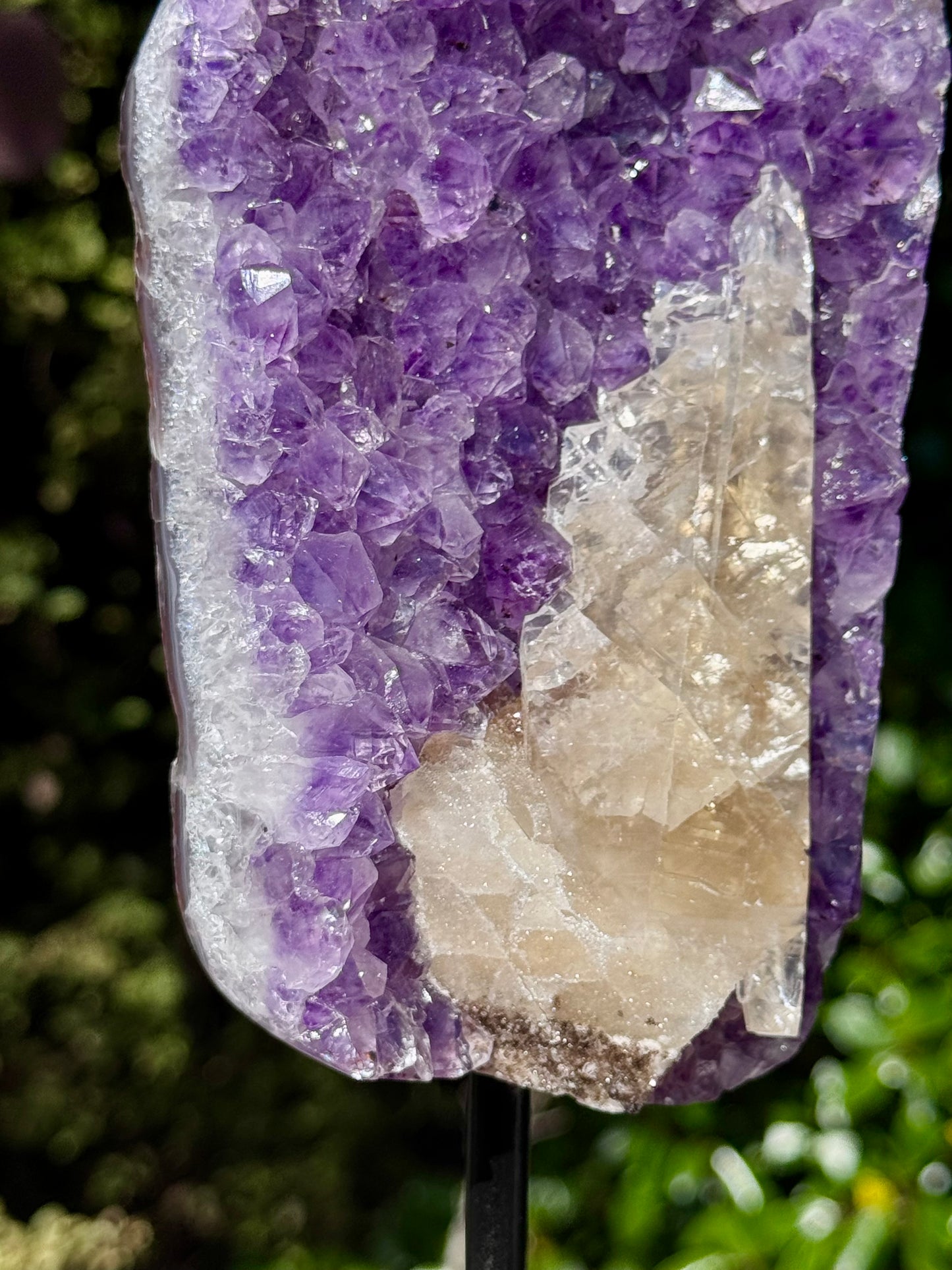 Amethyst with Calcite Cluster On a stand