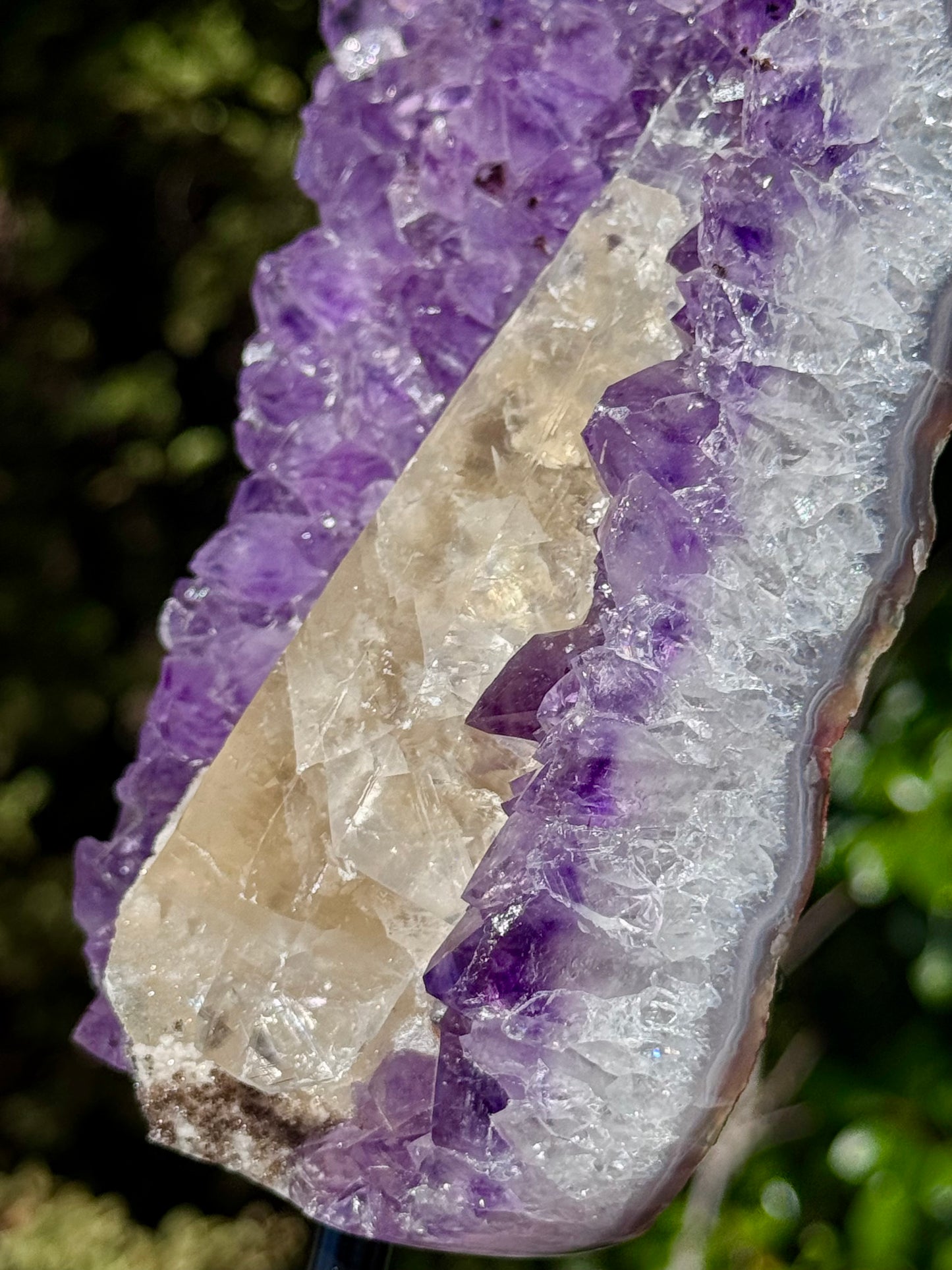 Amethyst with Calcite Cluster On a stand
