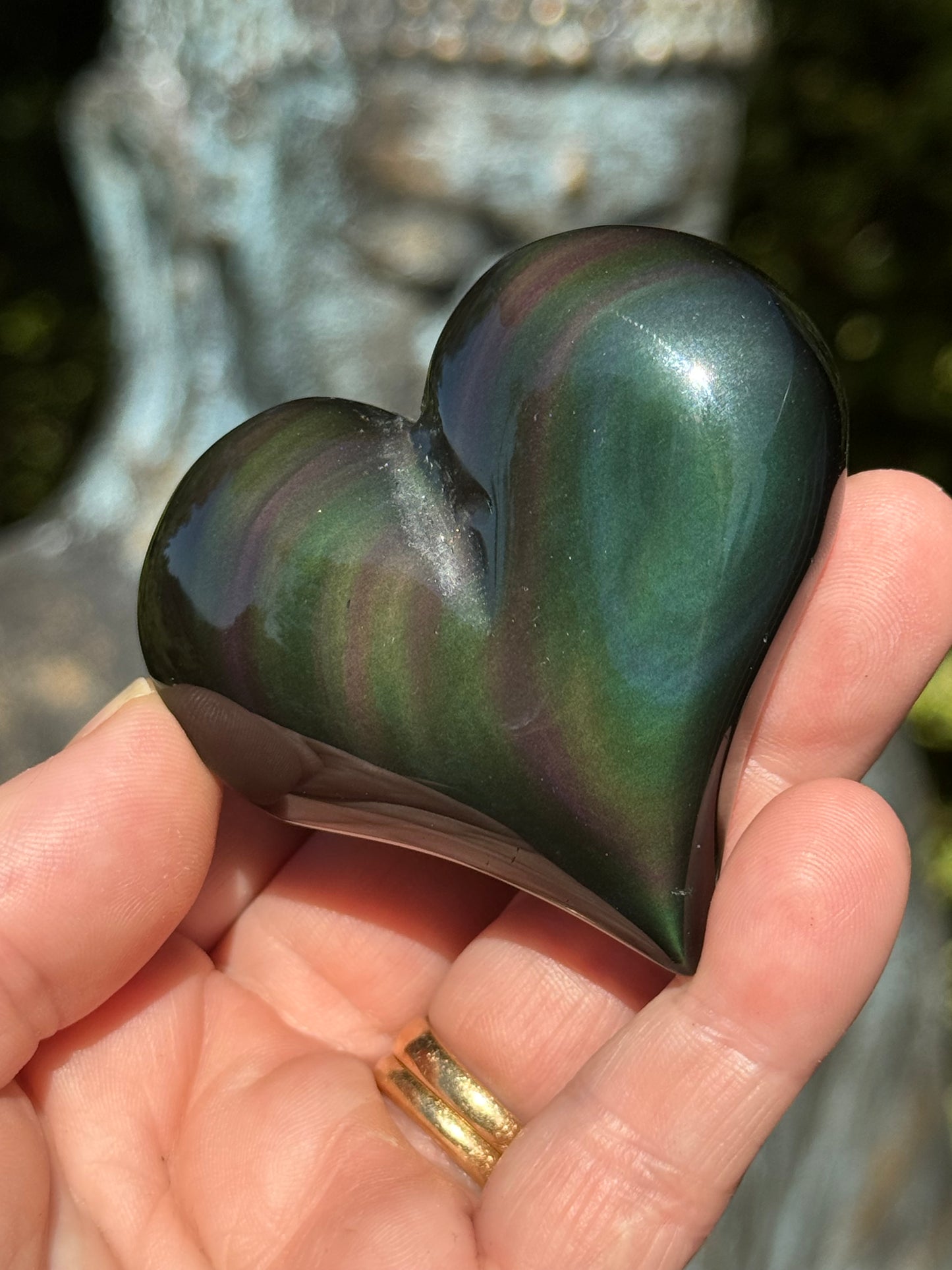 Rainbow Obsidian Heart