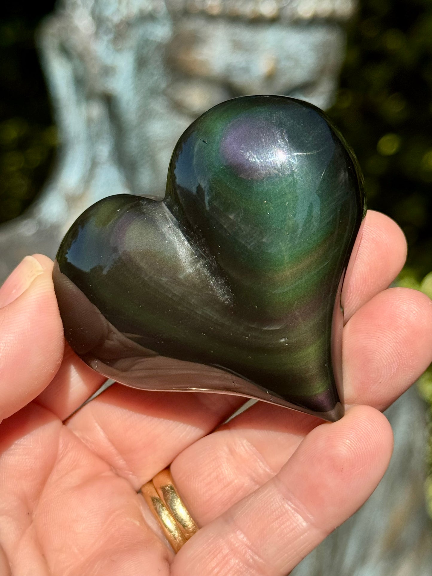 Rainbow Obsidian Heart