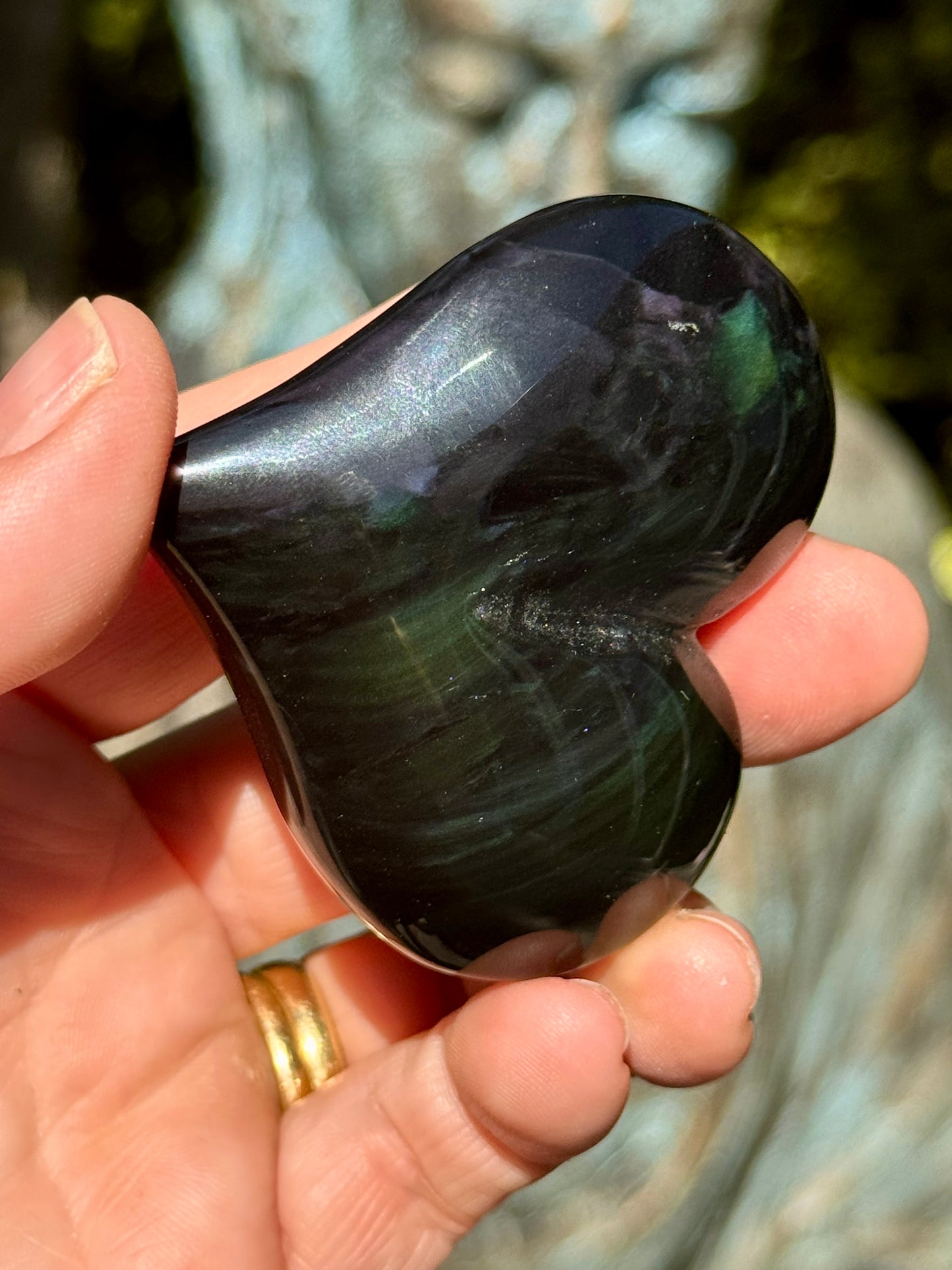 Rainbow Obsidian Heart