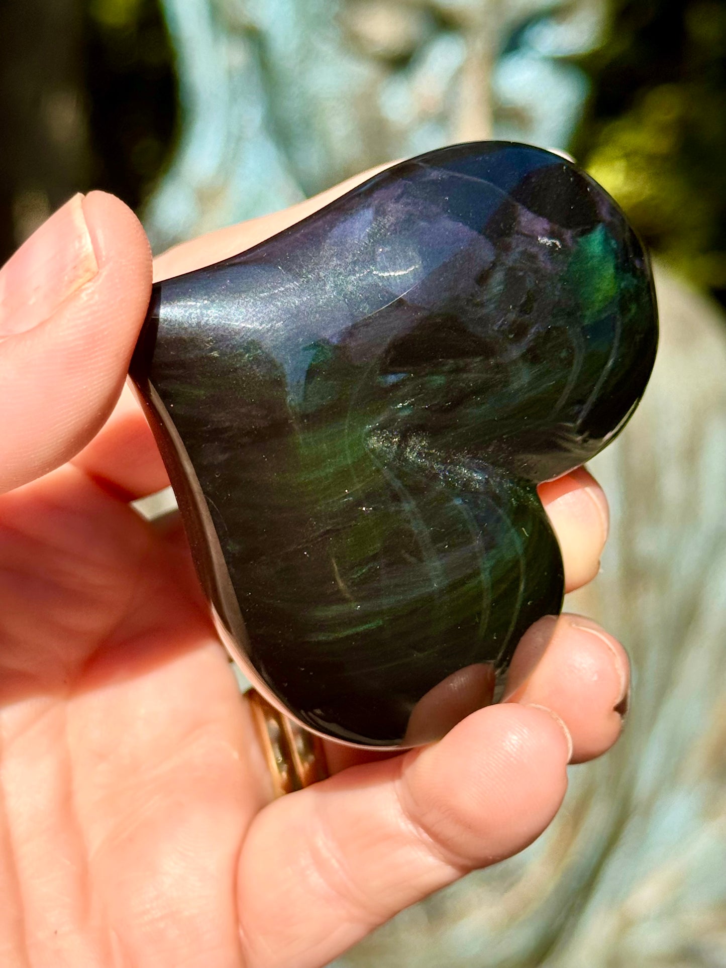 Rainbow Obsidian Heart