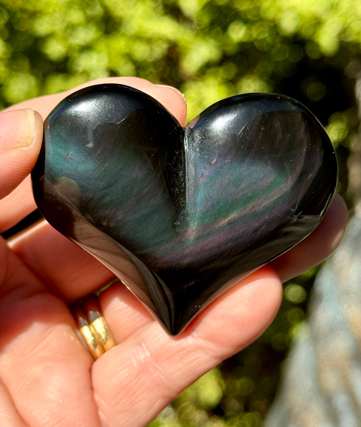 Rainbow Obsidian Heart