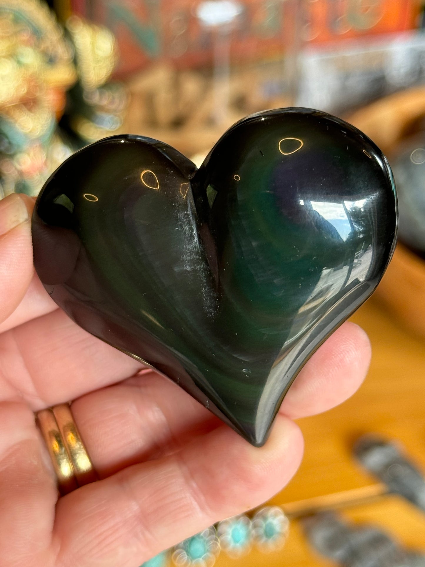 Rainbow Obsidian Heart