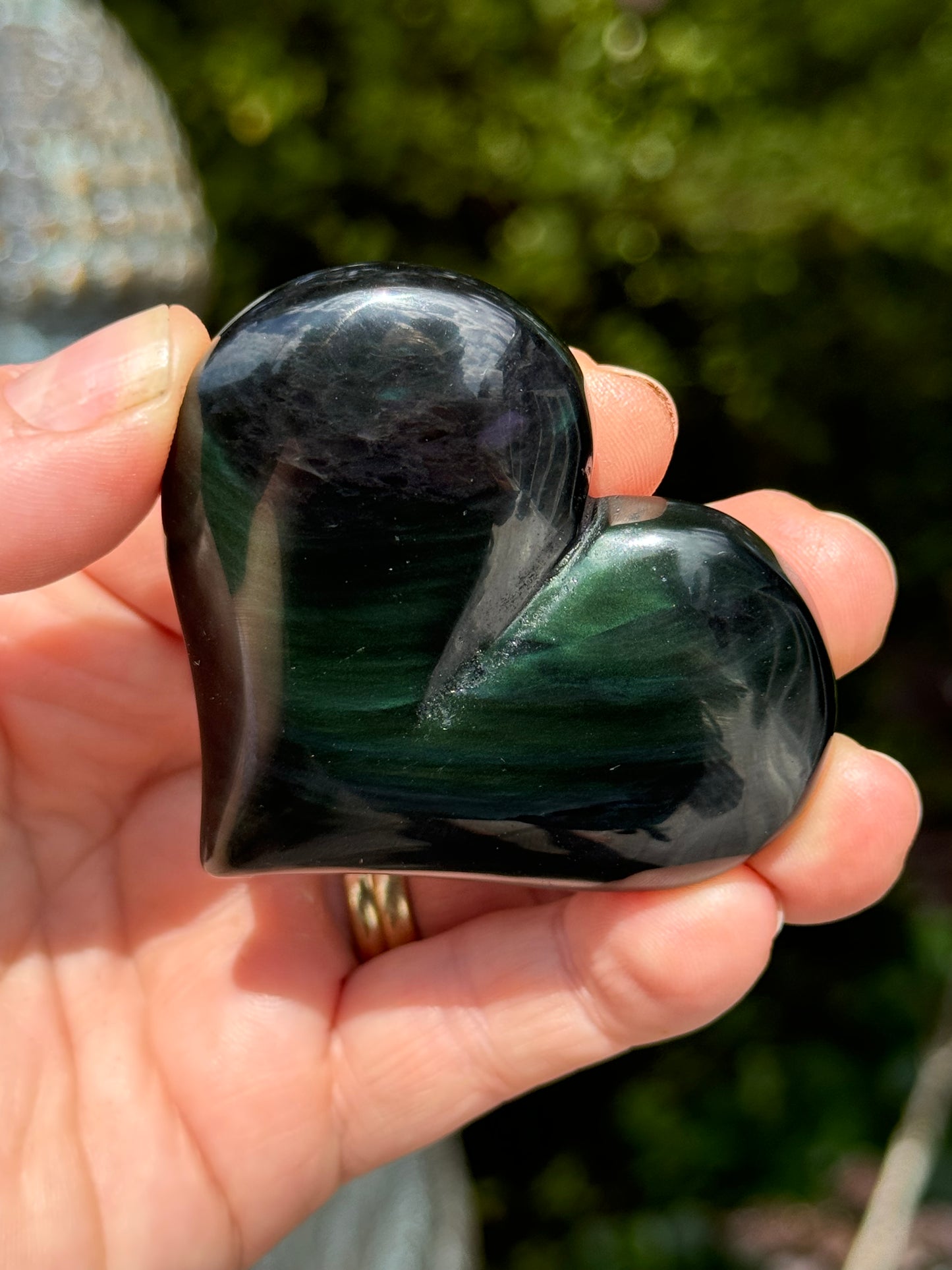 Rainbow Obsidian Heart