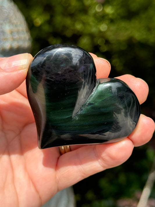 Rainbow Obsidian Heart