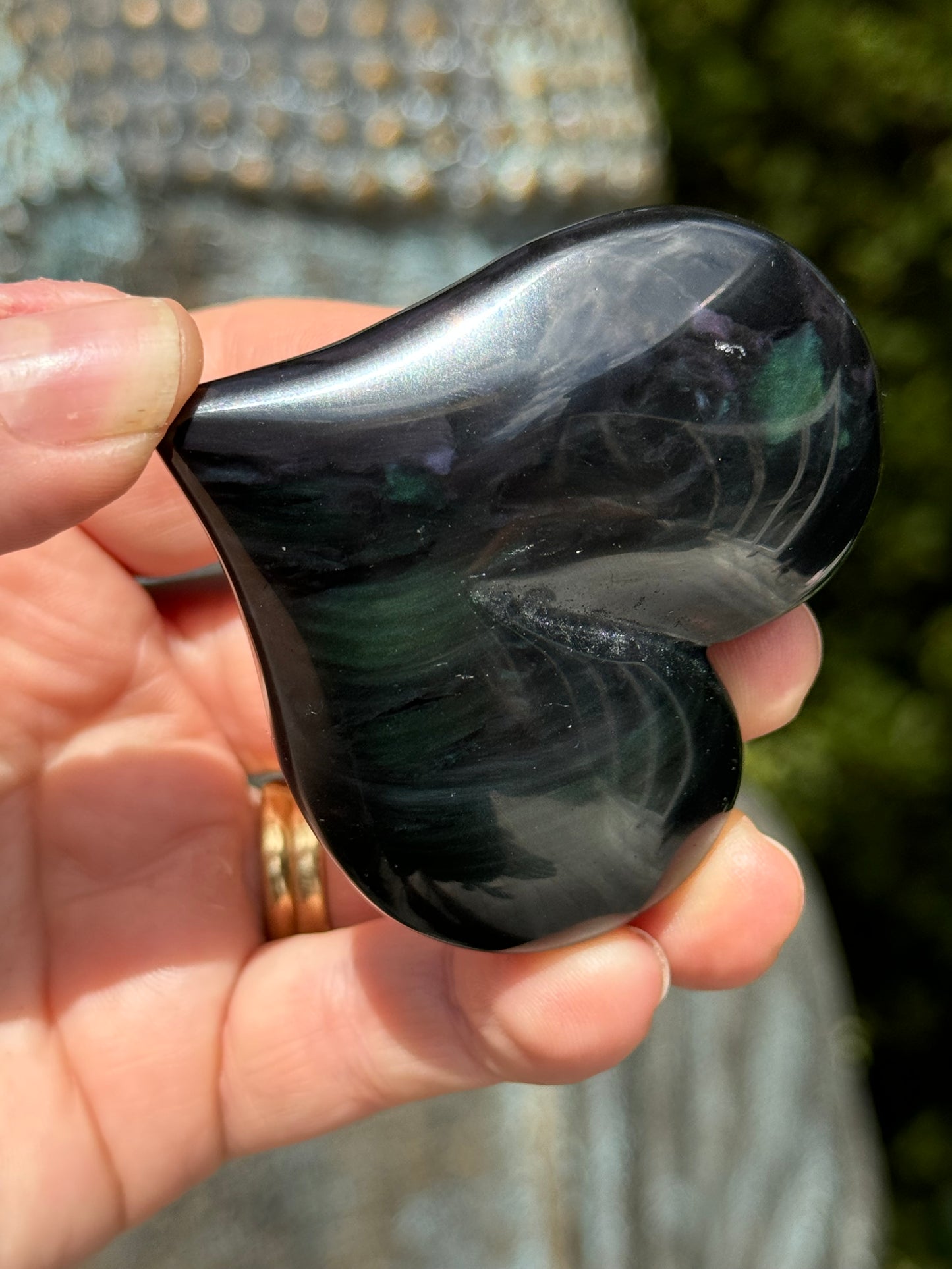 Rainbow Obsidian Heart