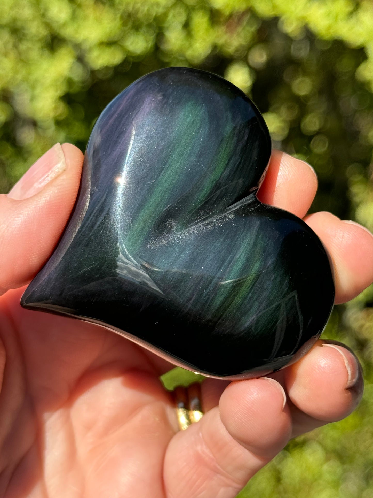 Rainbow Obsidian Heart