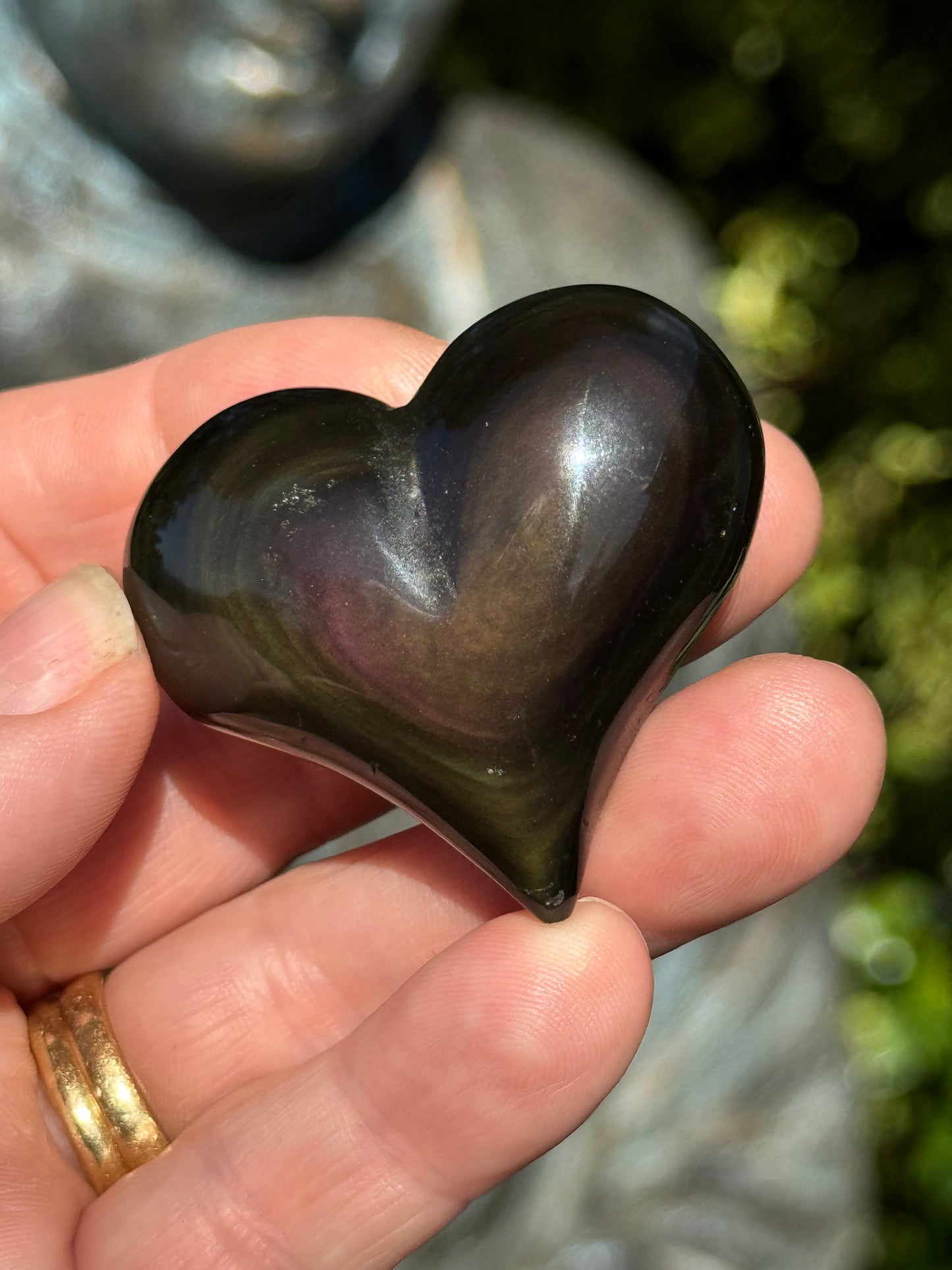 Rainbow Obsidian Heart