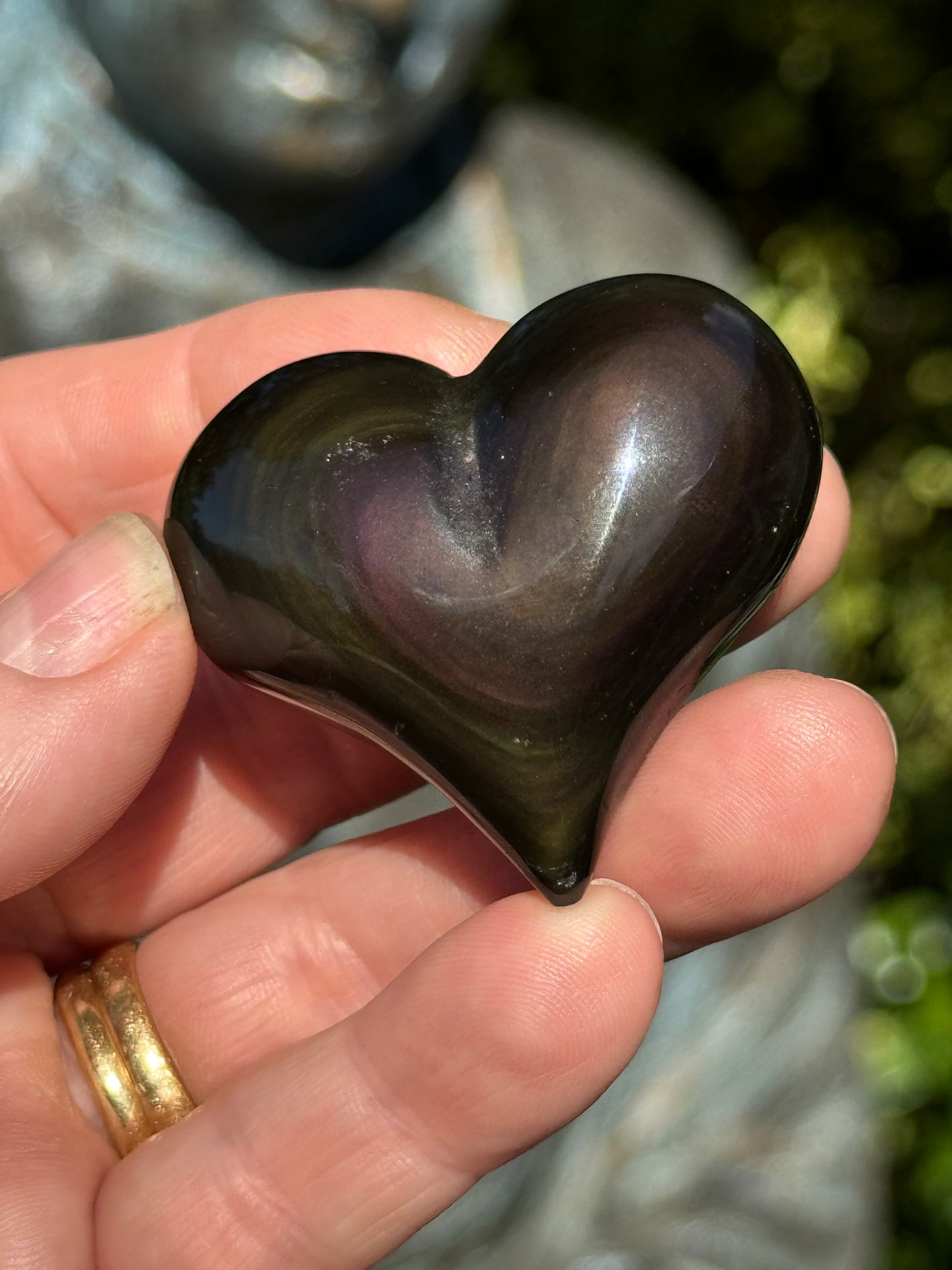 Rainbow Obsidian Heart