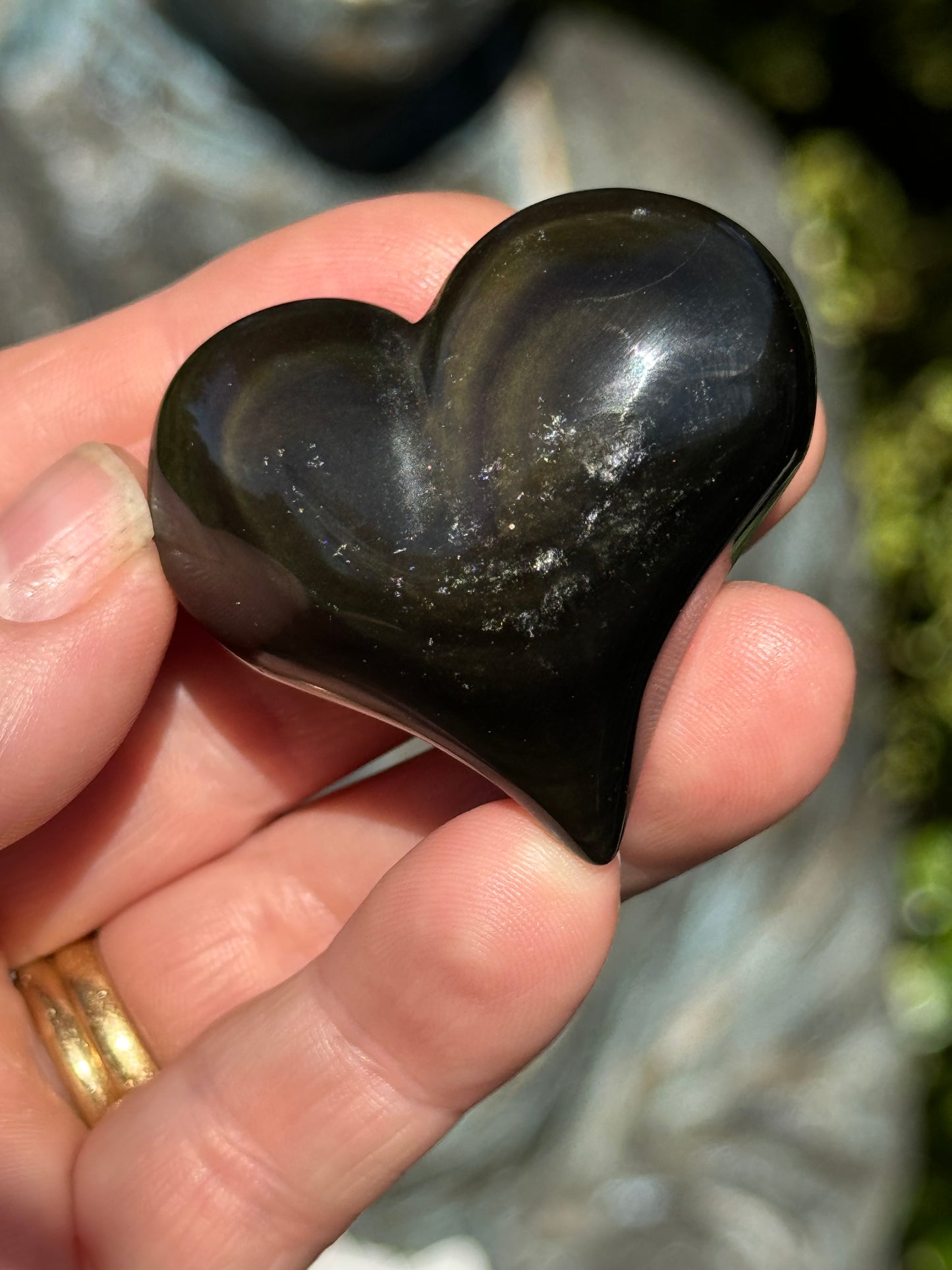 Rainbow Obsidian Heart