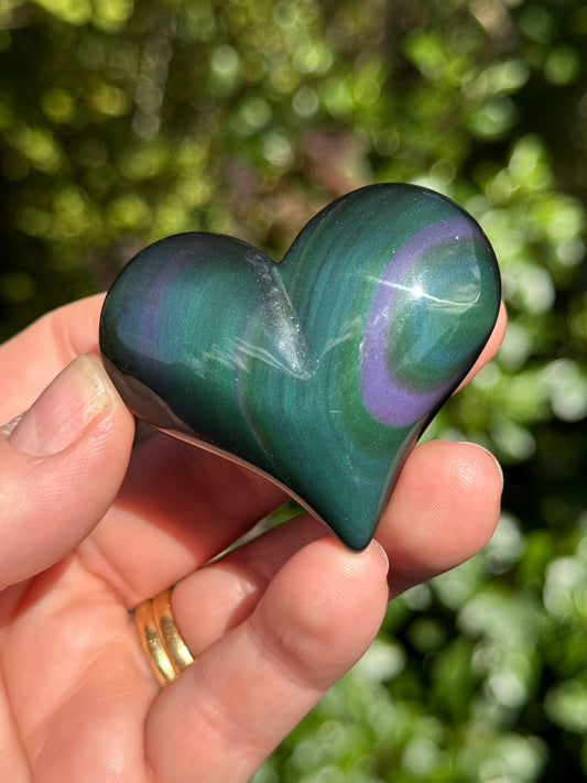 Rainbow Obsidian Heart