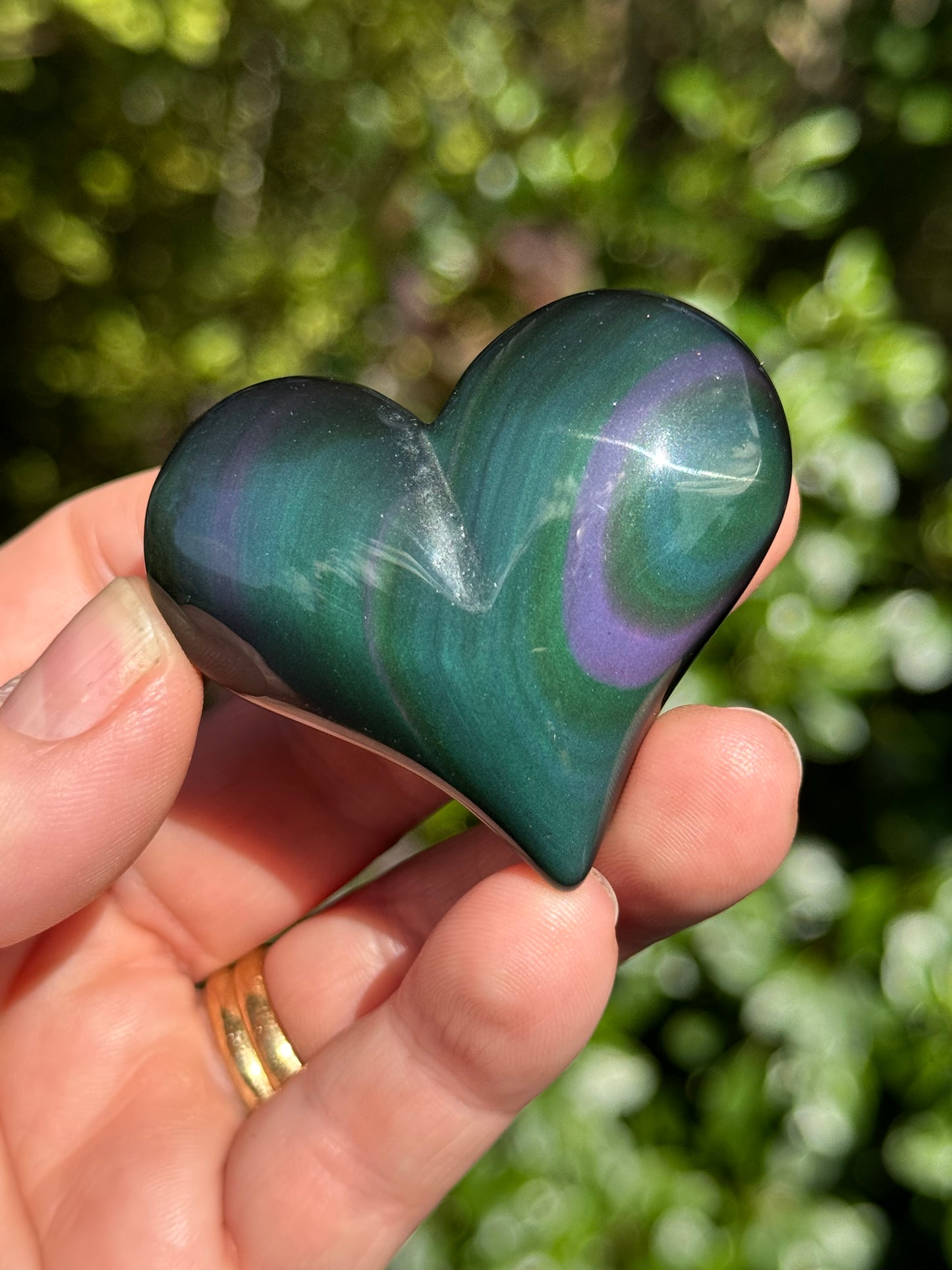 Rainbow Obsidian Heart