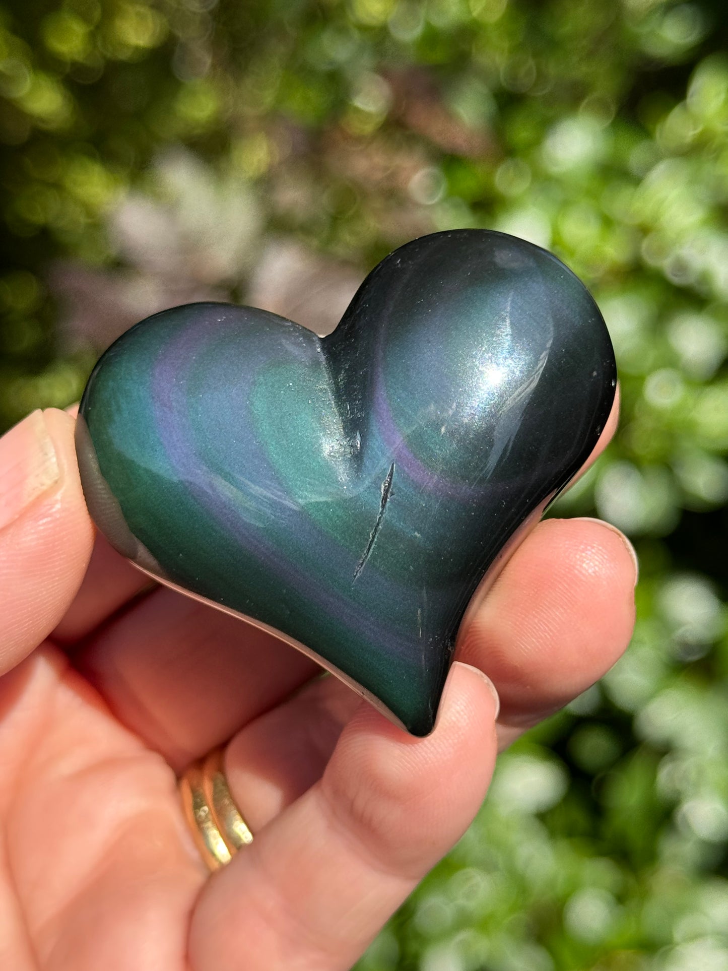 Rainbow Obsidian Heart