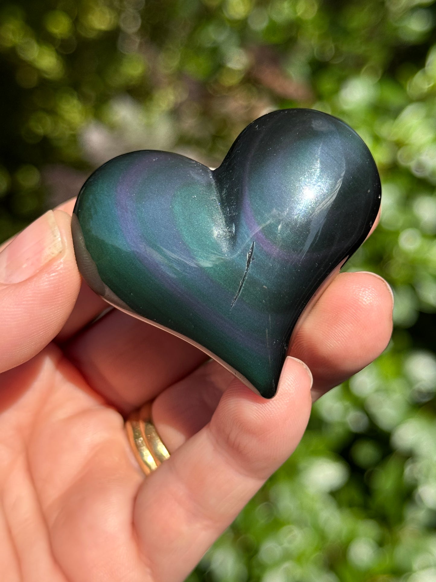 Rainbow Obsidian Heart