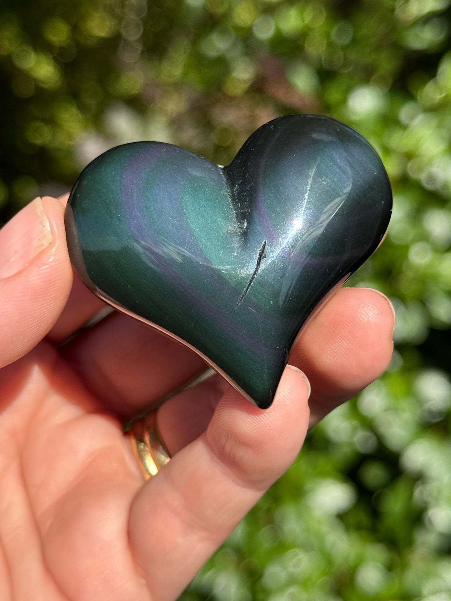 Rainbow Obsidian Heart