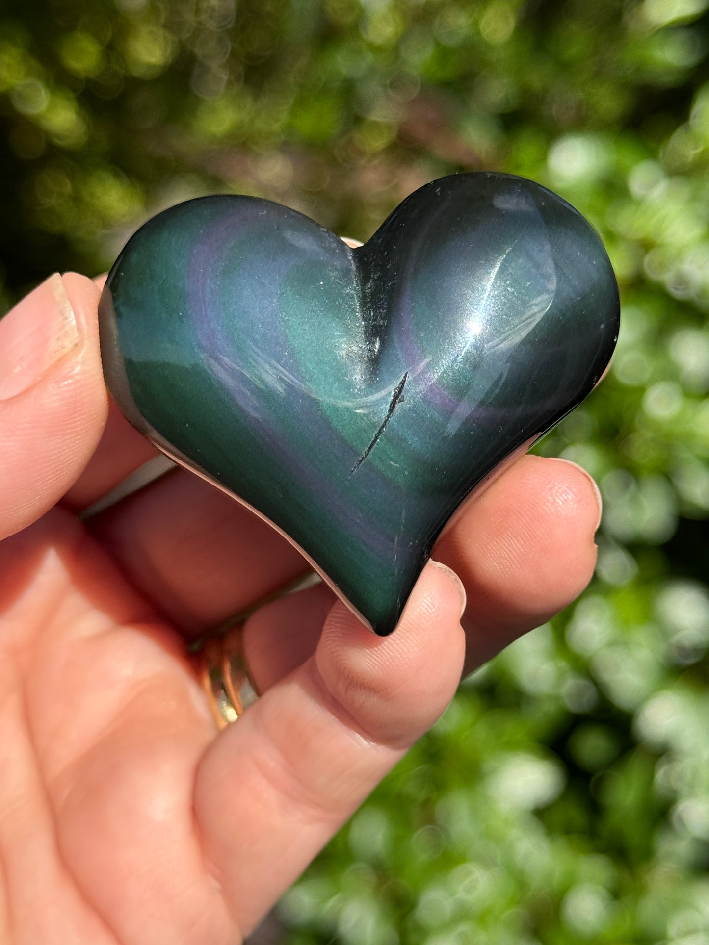 Rainbow Obsidian Heart