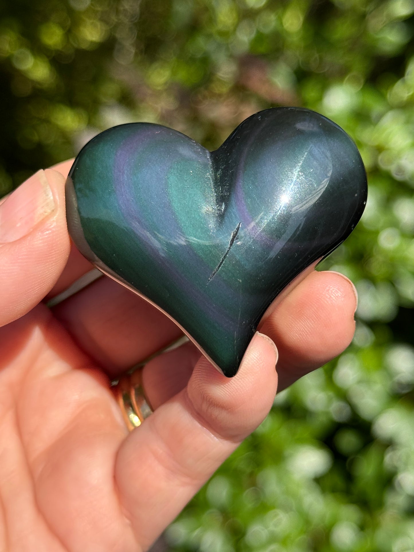 Rainbow Obsidian Heart