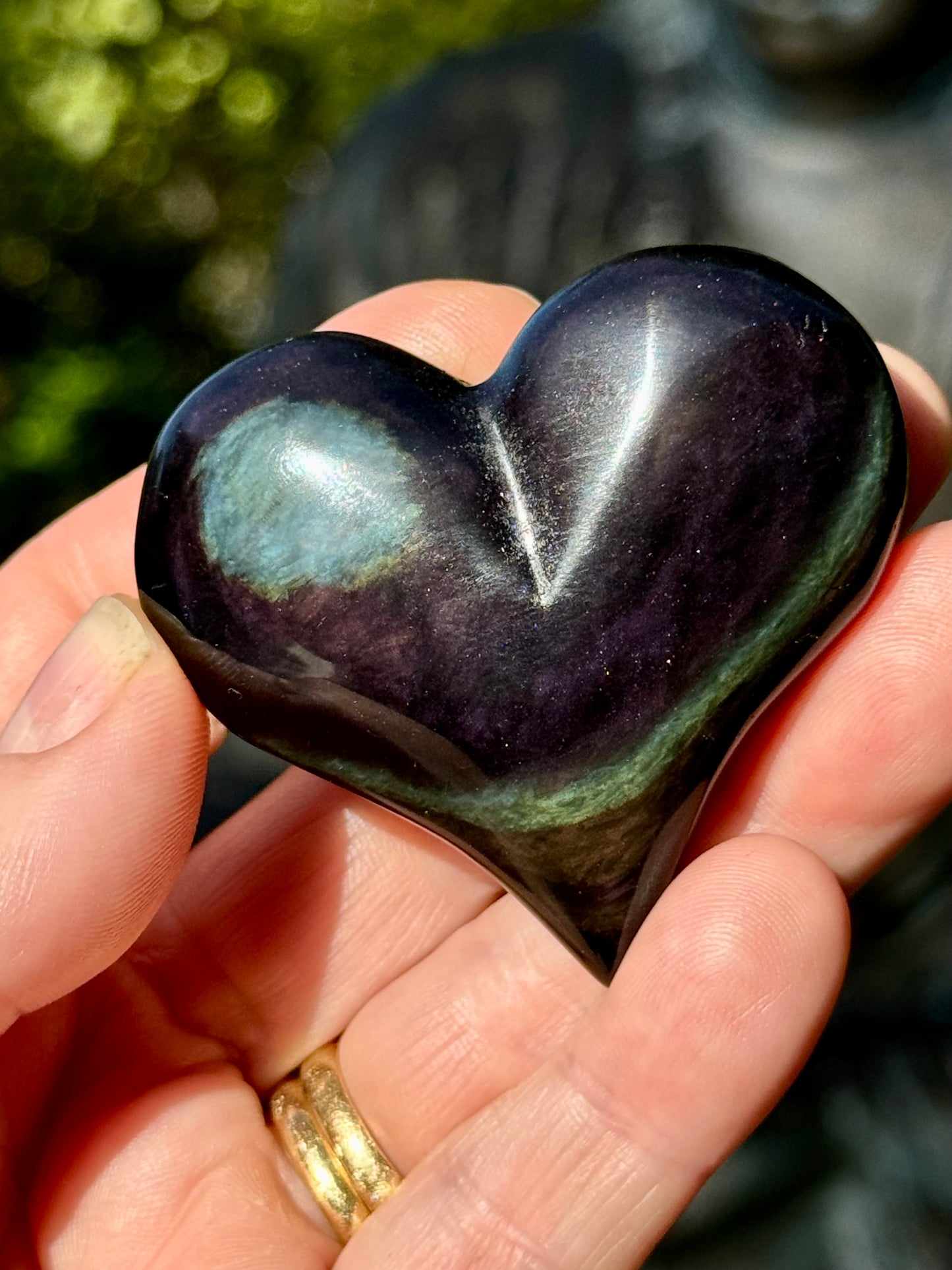 Rainbow Obsidian Heart