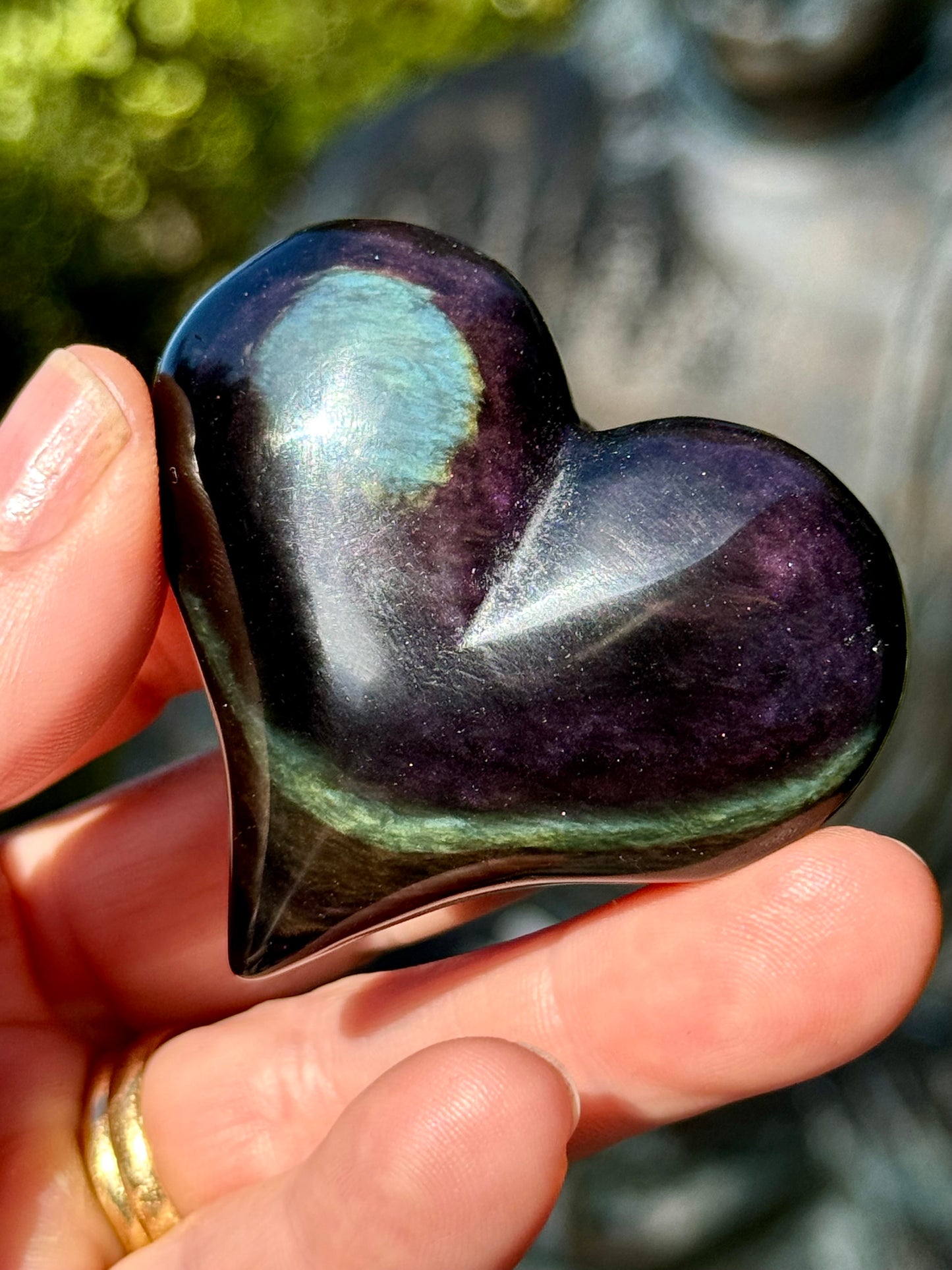 Rainbow Obsidian Heart