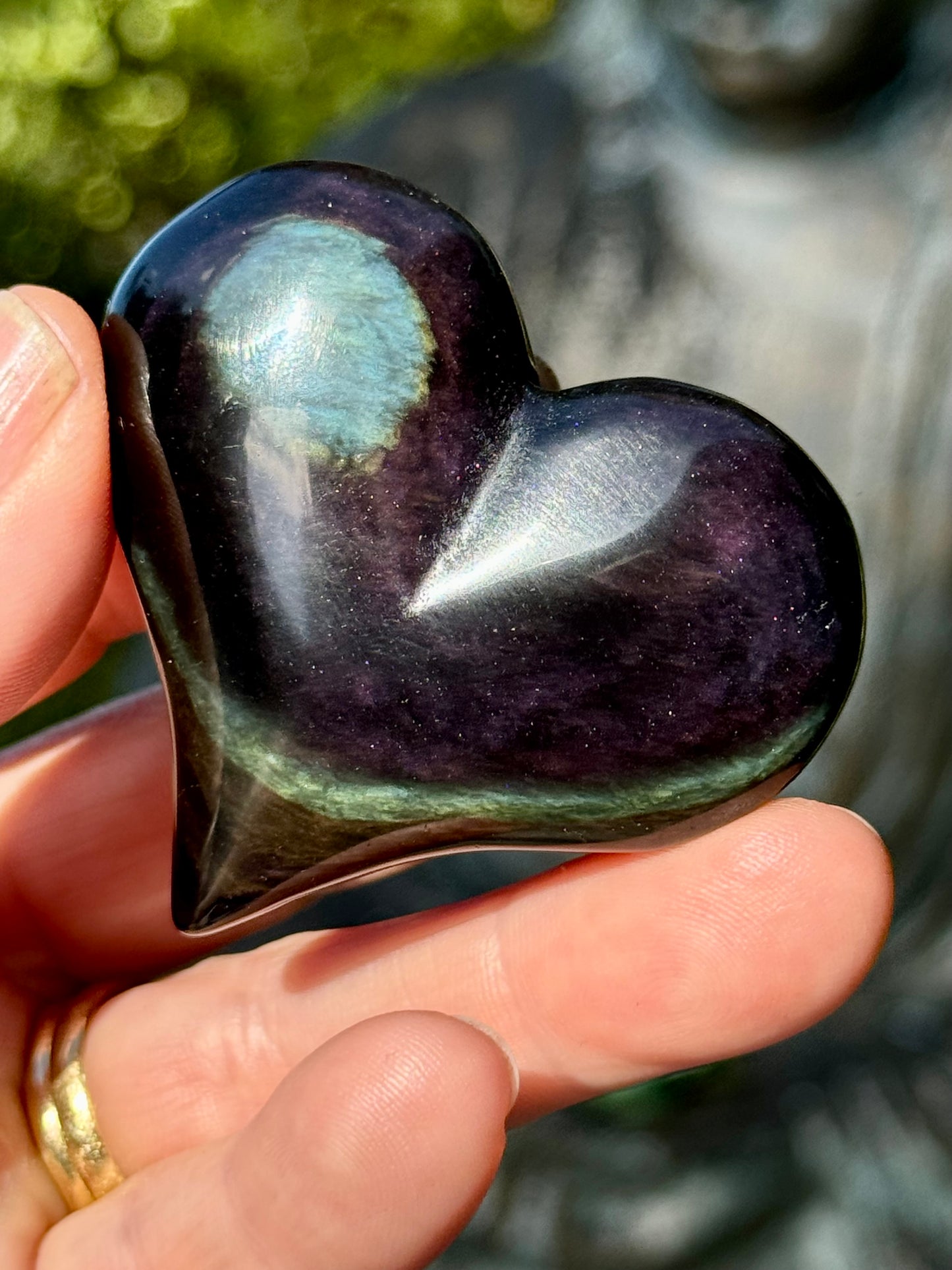 Rainbow Obsidian Heart