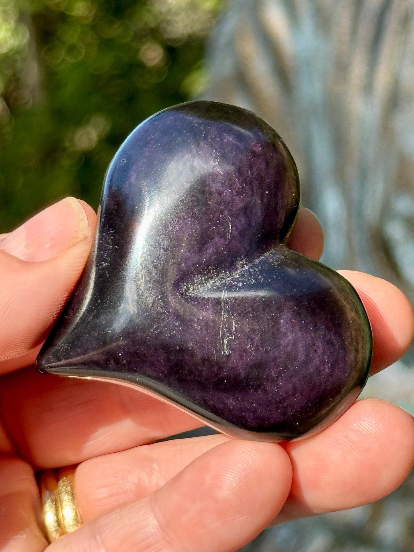 Rainbow Obsidian Heart