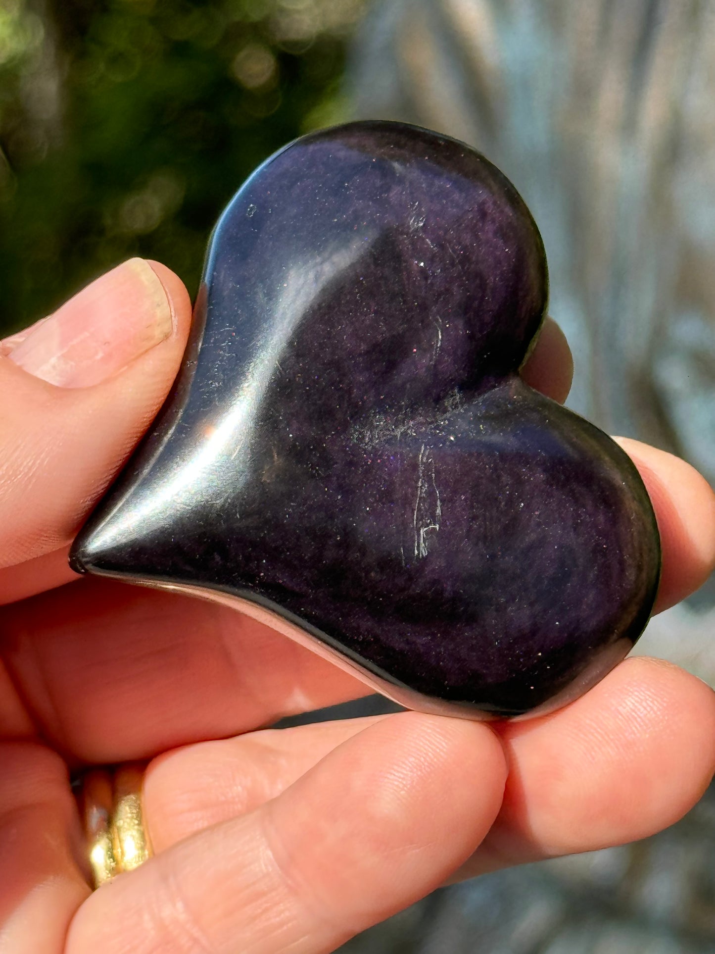 Rainbow Obsidian Heart