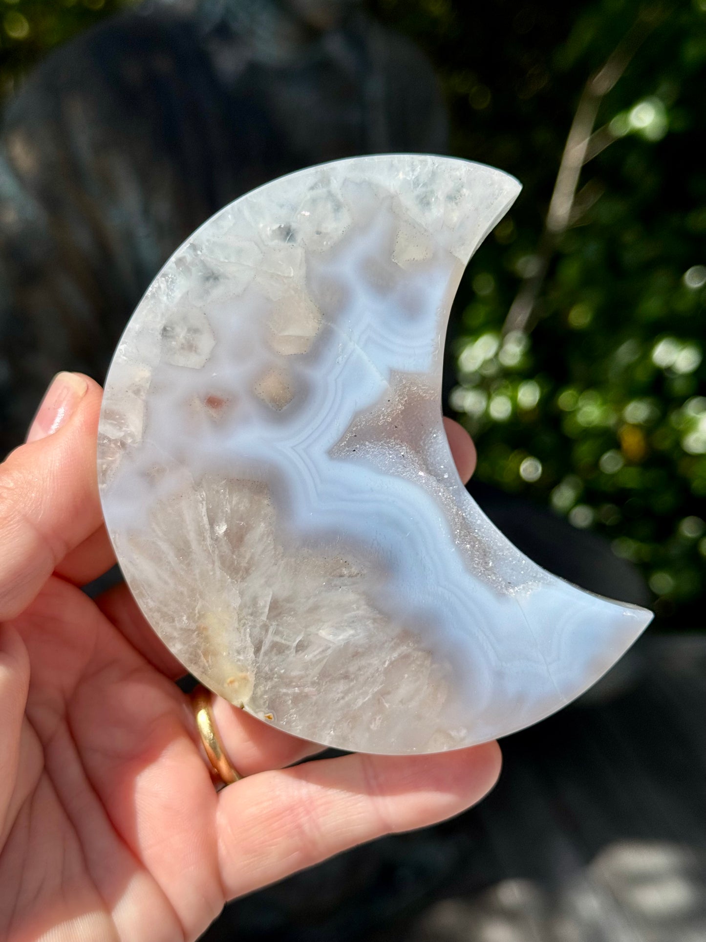 Druzy Blue Lace Agate Crescent Moon 4