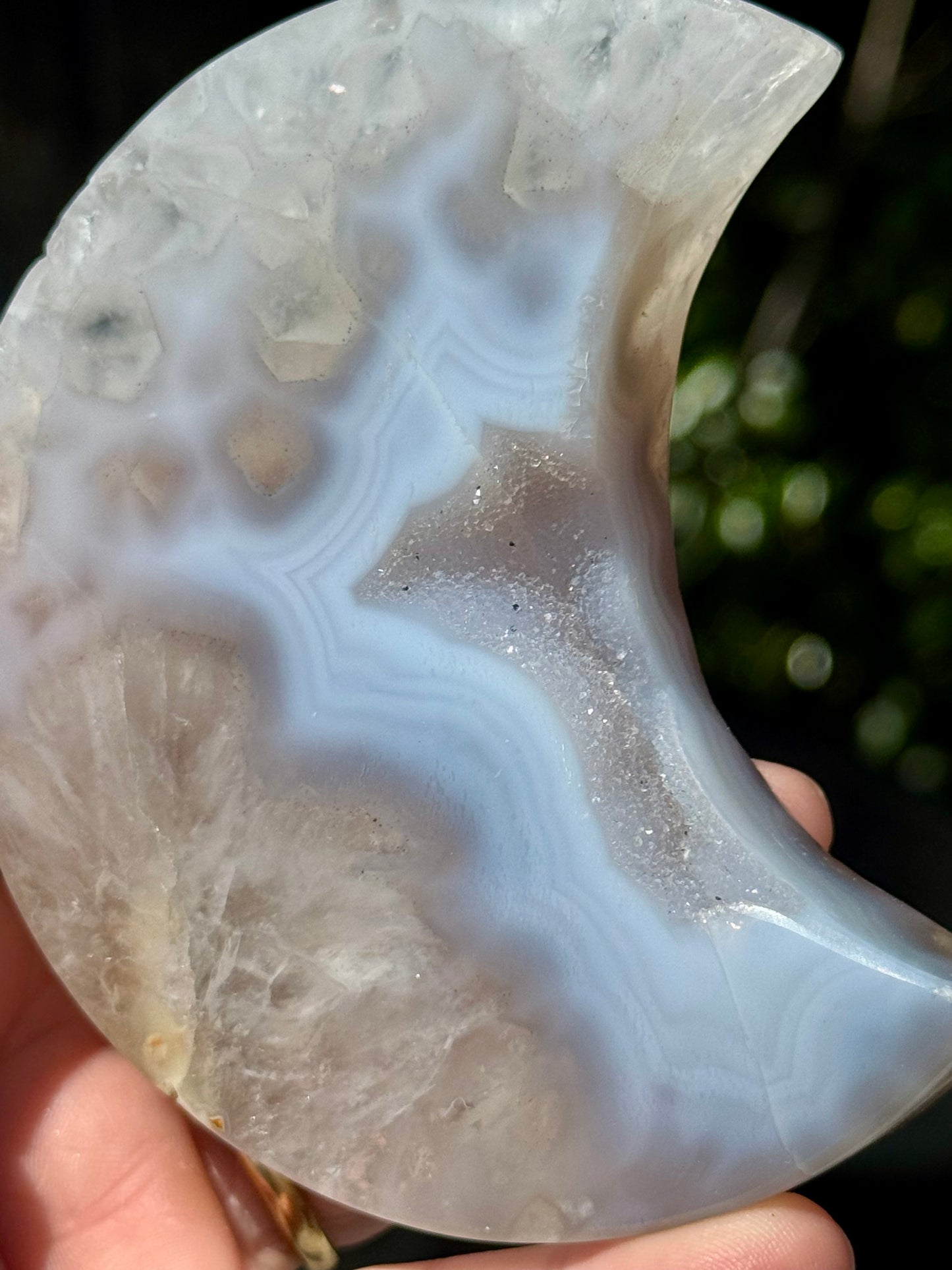 Druzy Blue Lace Agate Crescent Moon 4