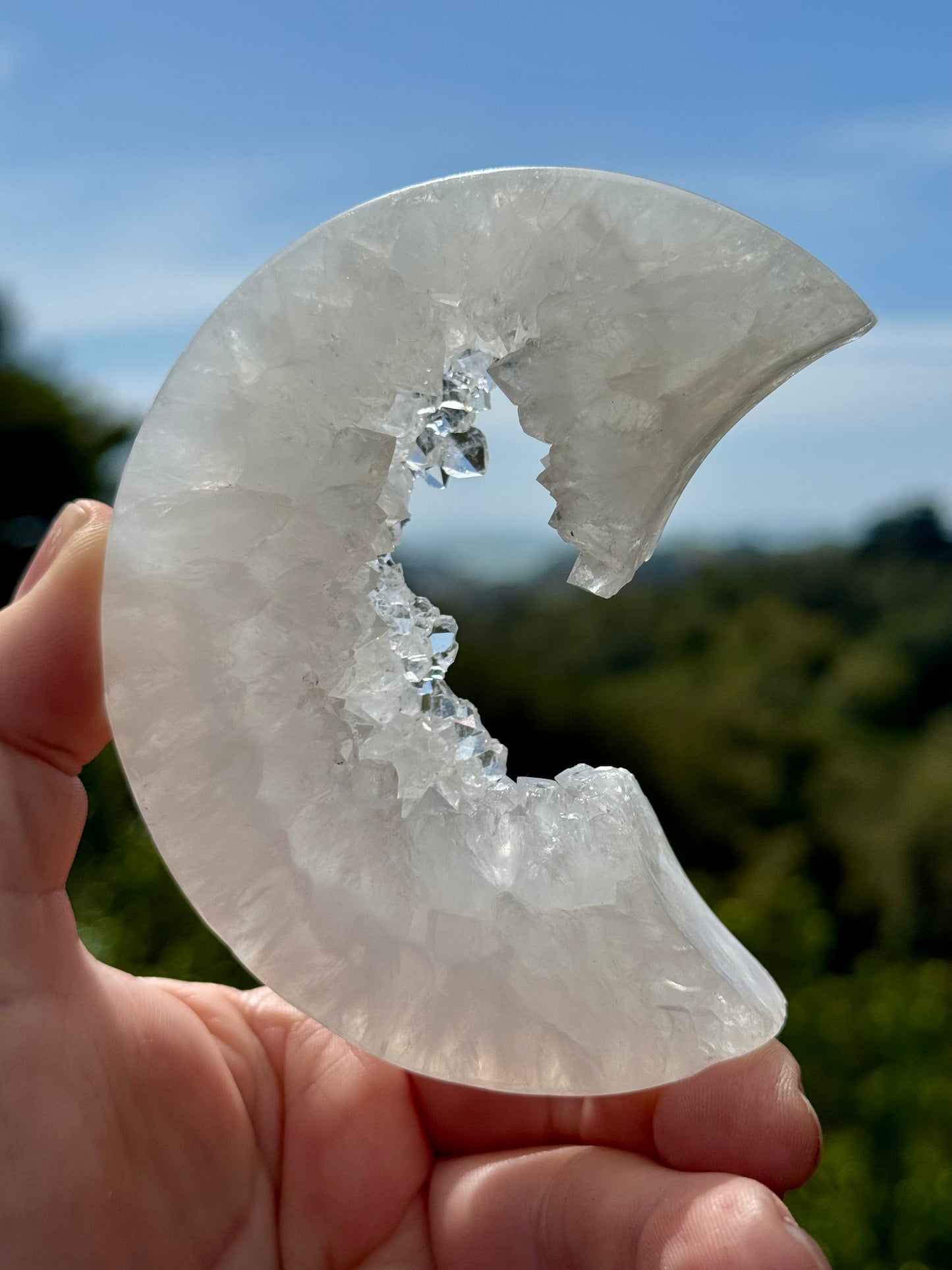 Druzy Agate Crescent Moon 1