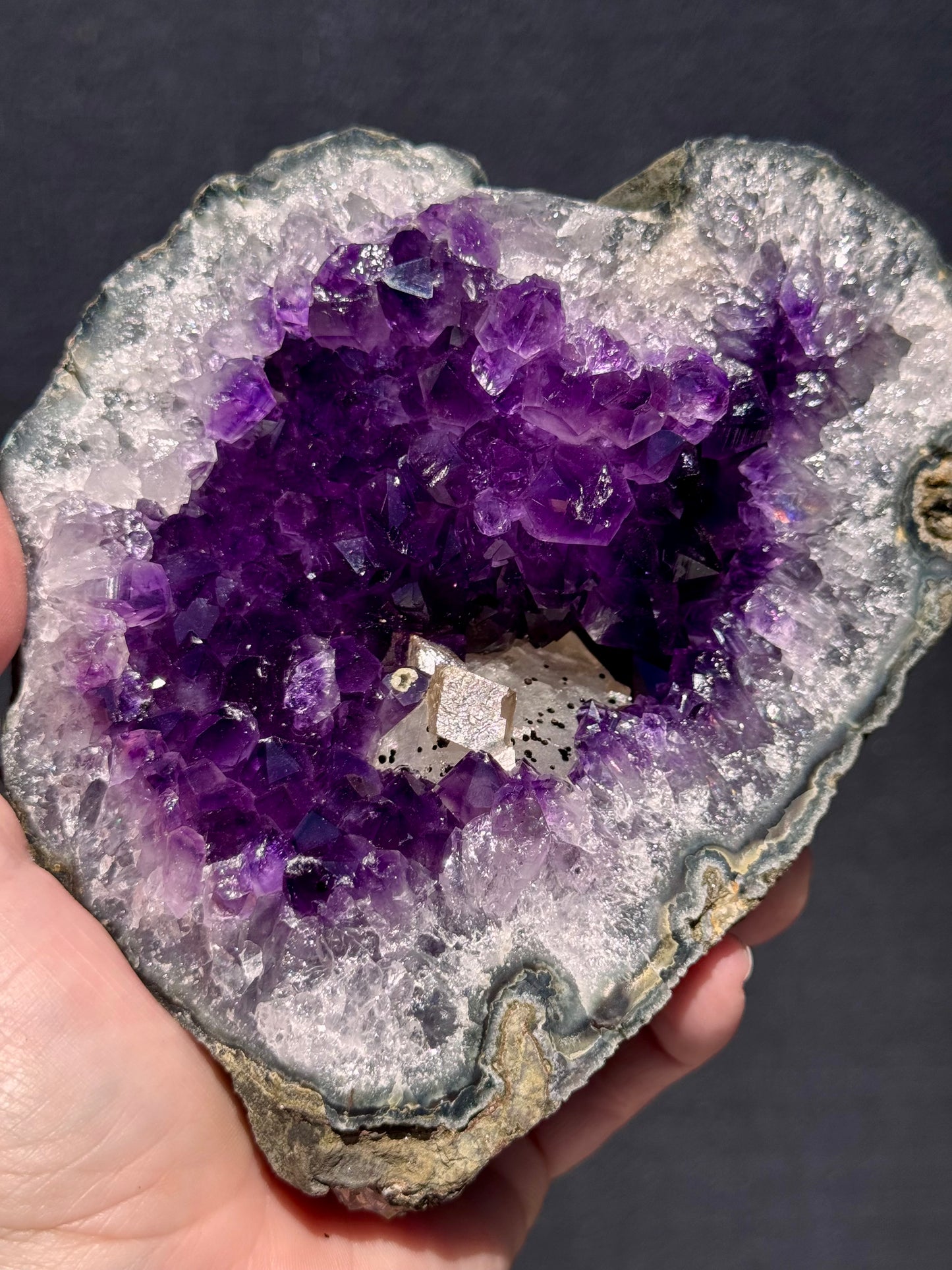 Uruguayan Amethyst Geode with Calcite Formation