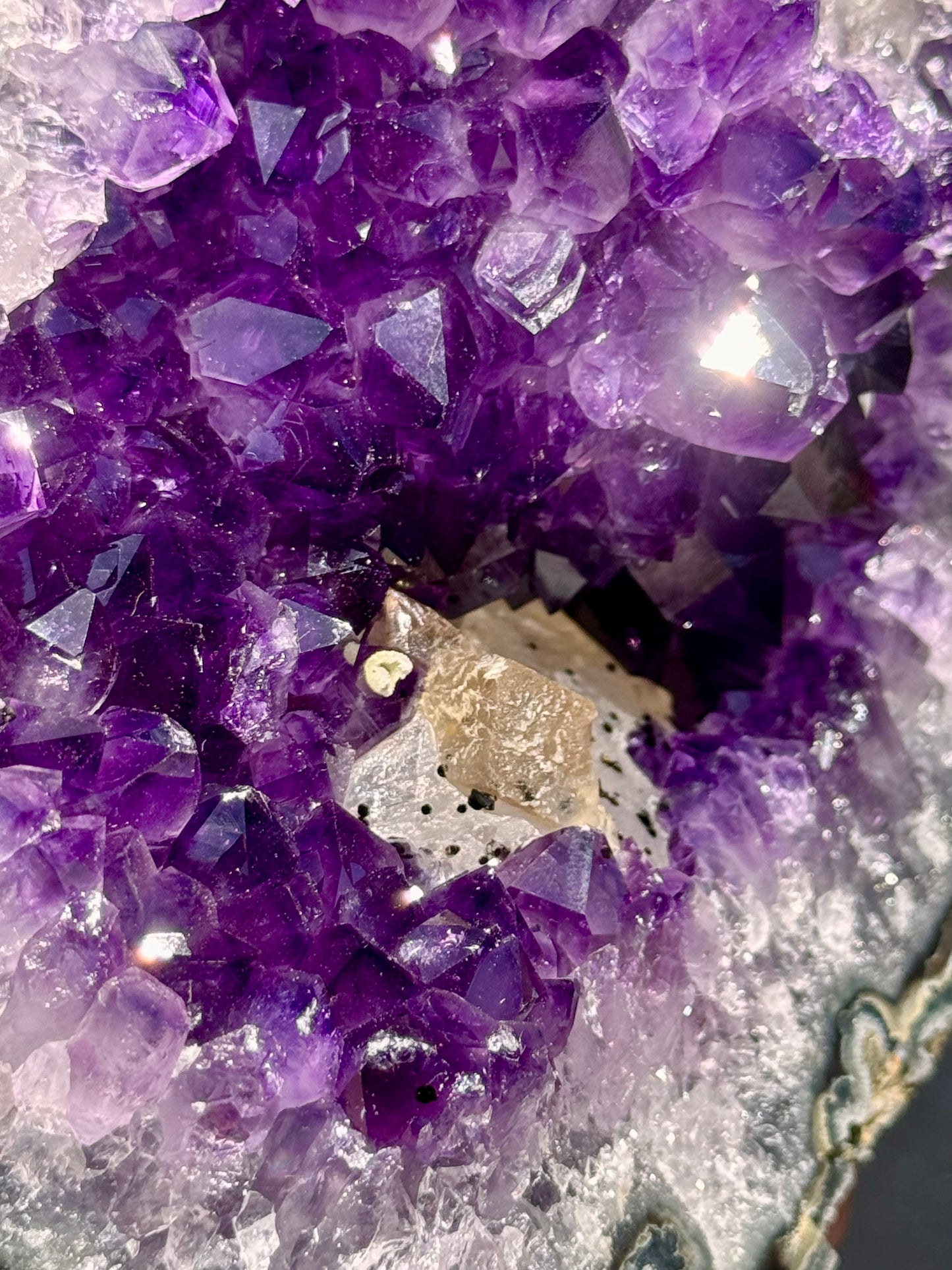Uruguayan Amethyst Geode with Calcite Formation
