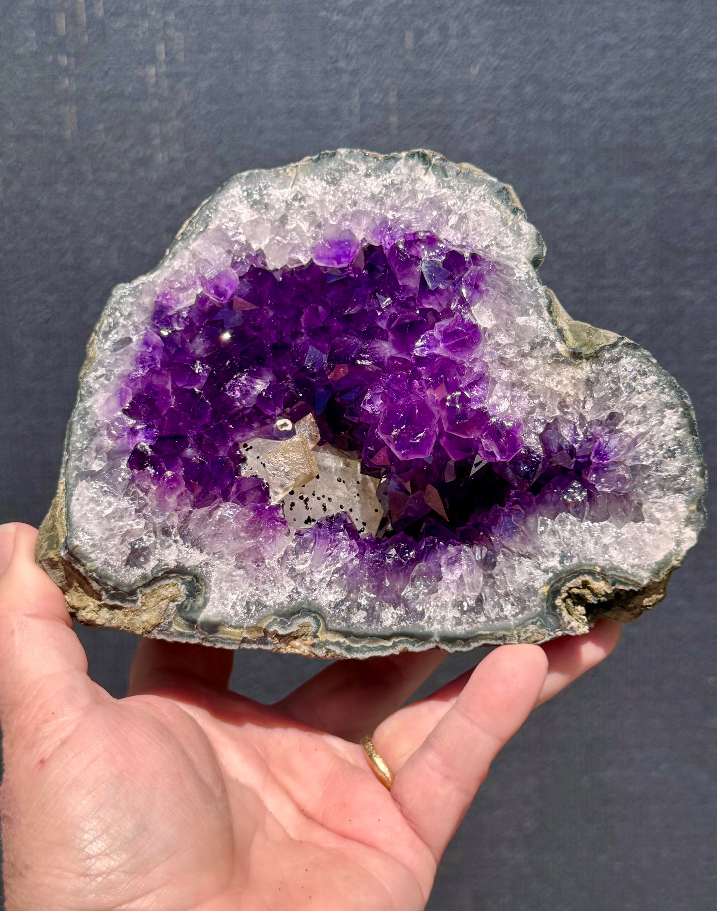 Uruguayan Amethyst Geode with Calcite Formation