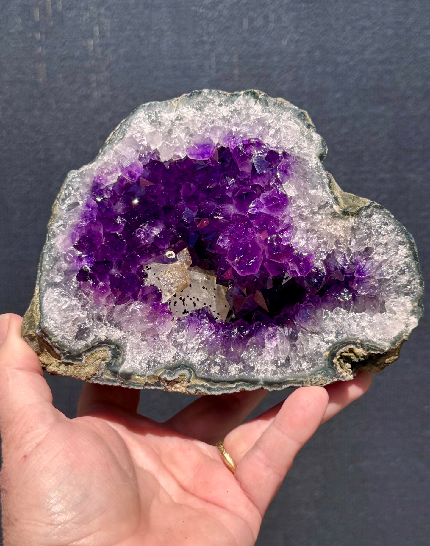 Uruguayan Amethyst Geode with Calcite Formation