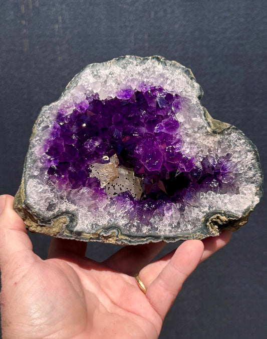 Uruguayan Amethyst Geode with Calcite Formation