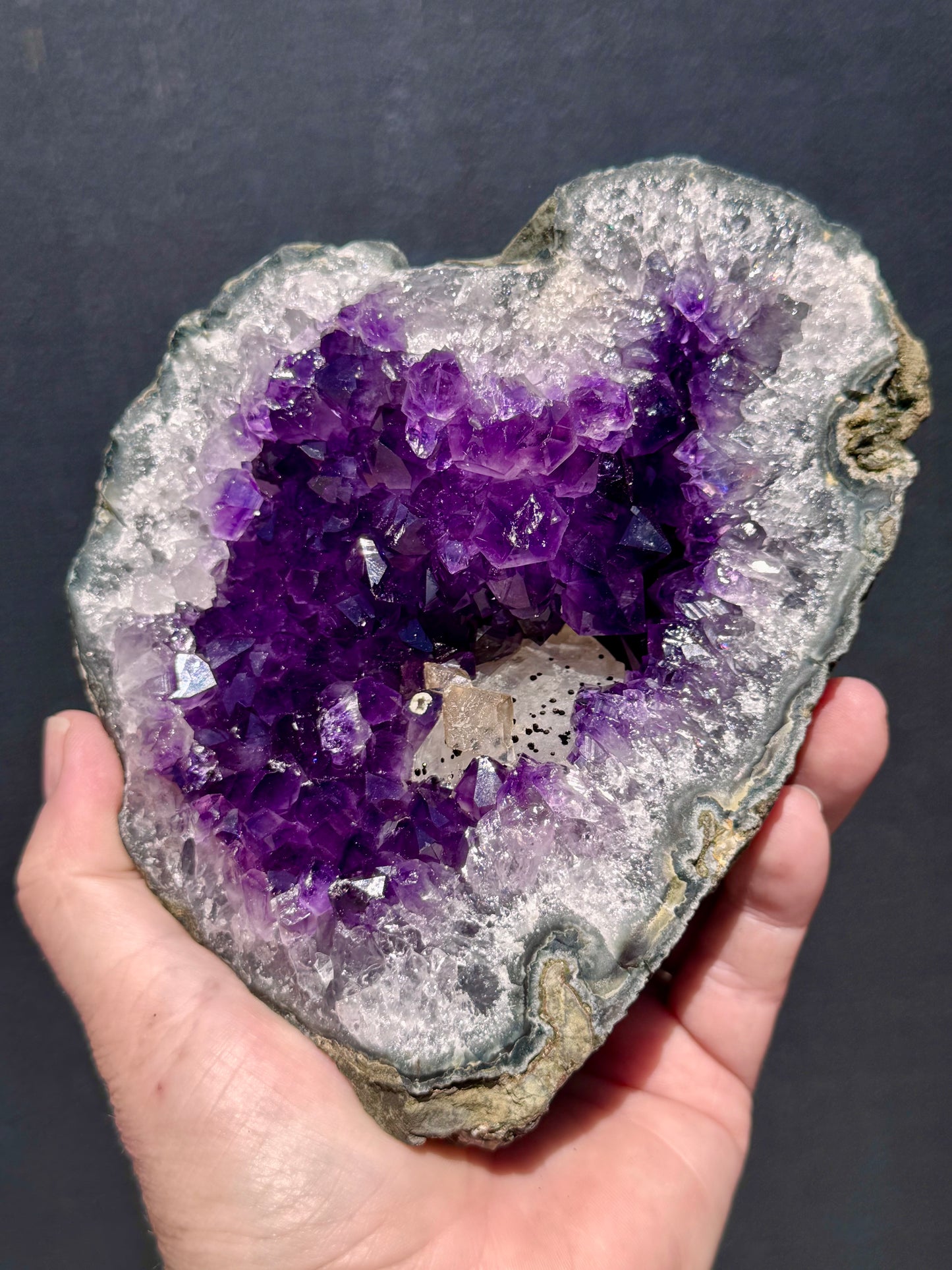 Uruguayan Amethyst Geode with Calcite Formation