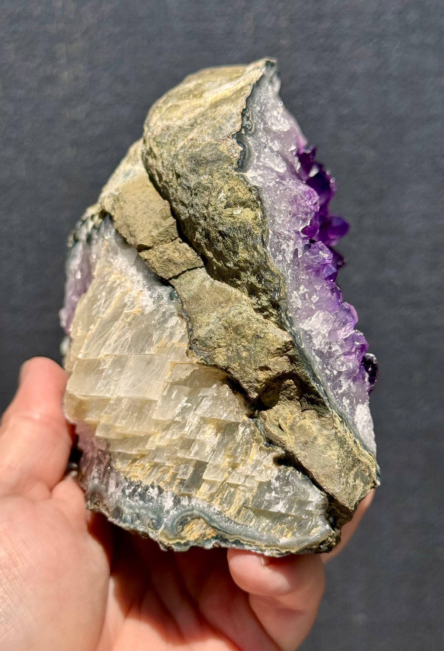Uruguayan Amethyst Geode with Calcite Formation