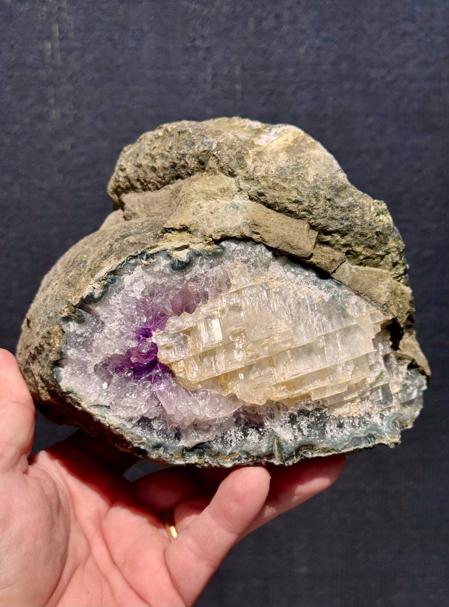 Uruguayan Amethyst Geode with Calcite Formation