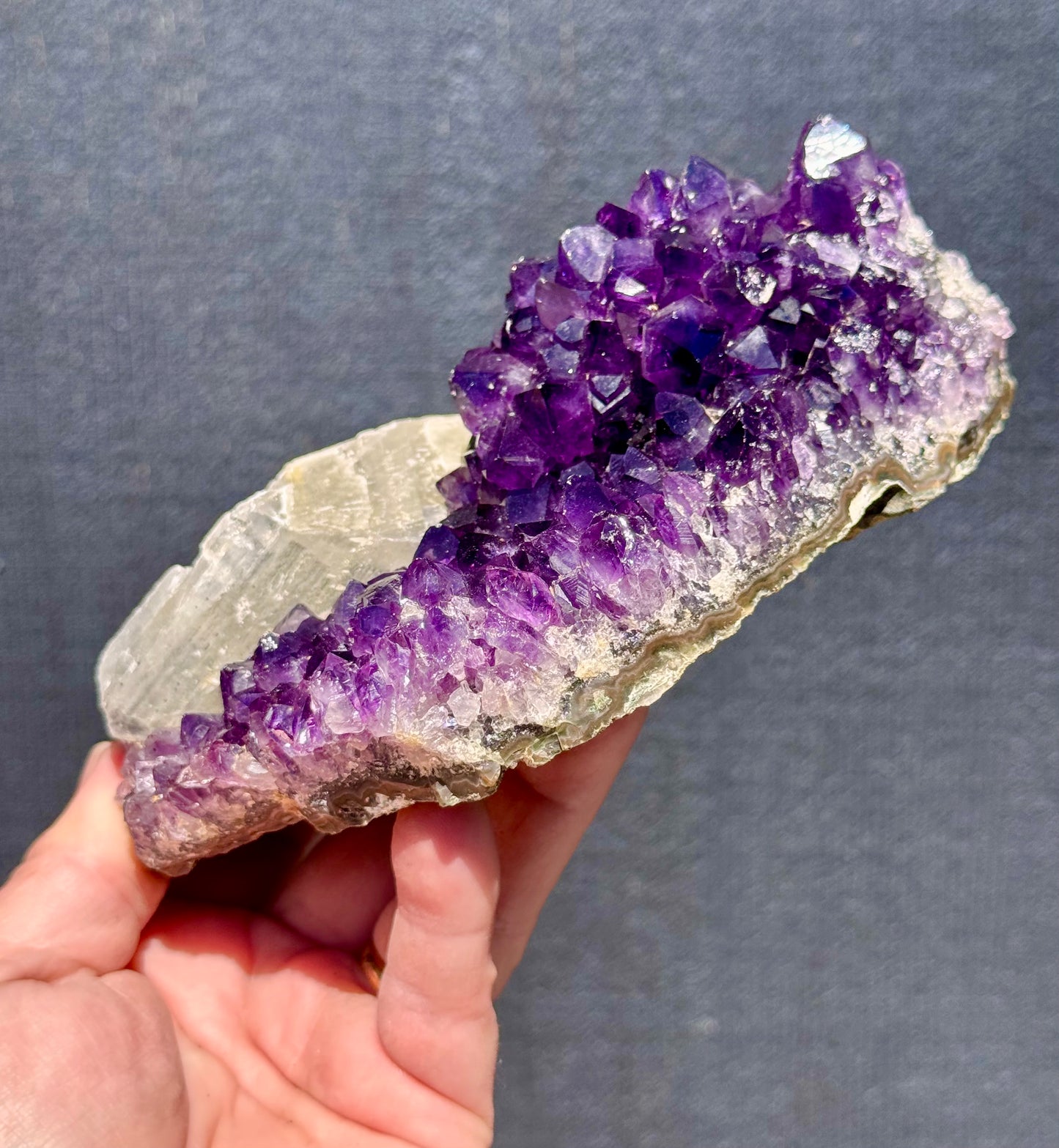Uruguayan Amethyst with Calcite Formation