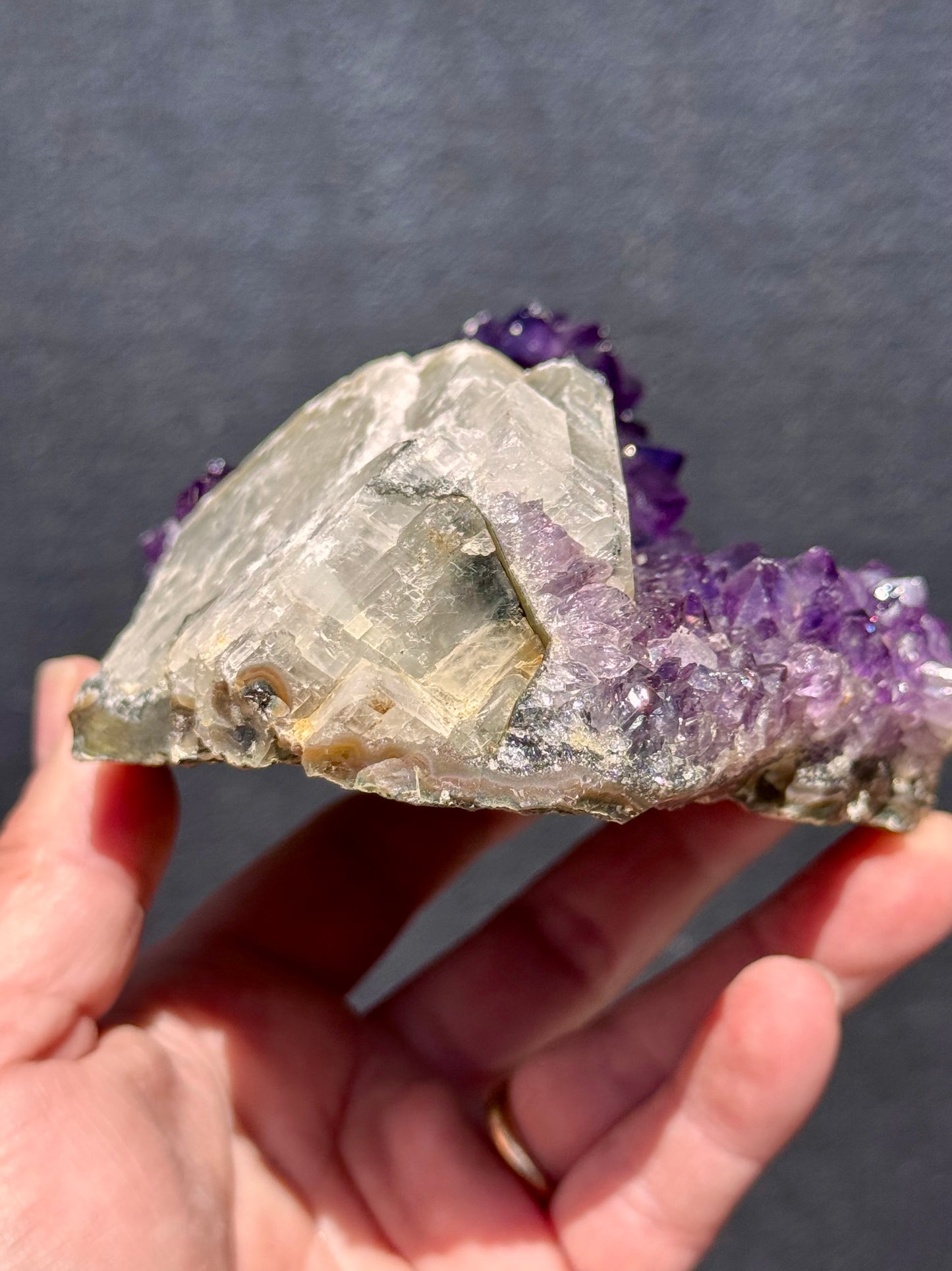 Uruguayan Amethyst with Calcite Formation