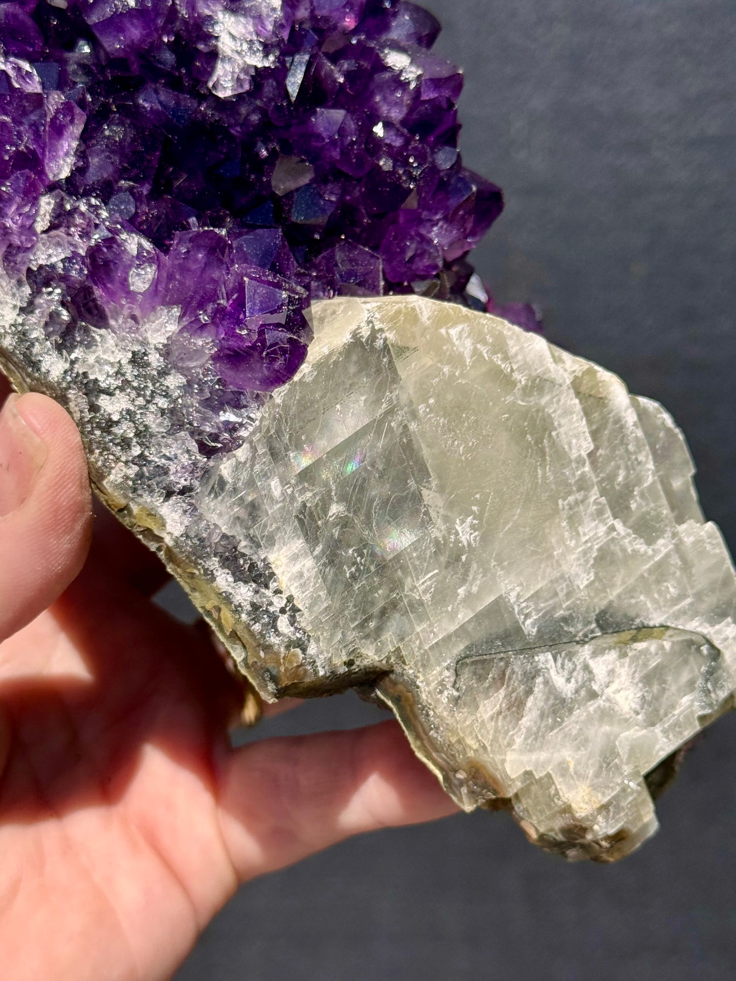 Uruguayan Amethyst with Calcite Formation