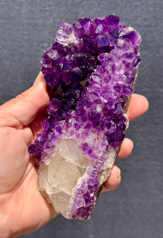 Uruguayan Amethyst with Calcite Formation