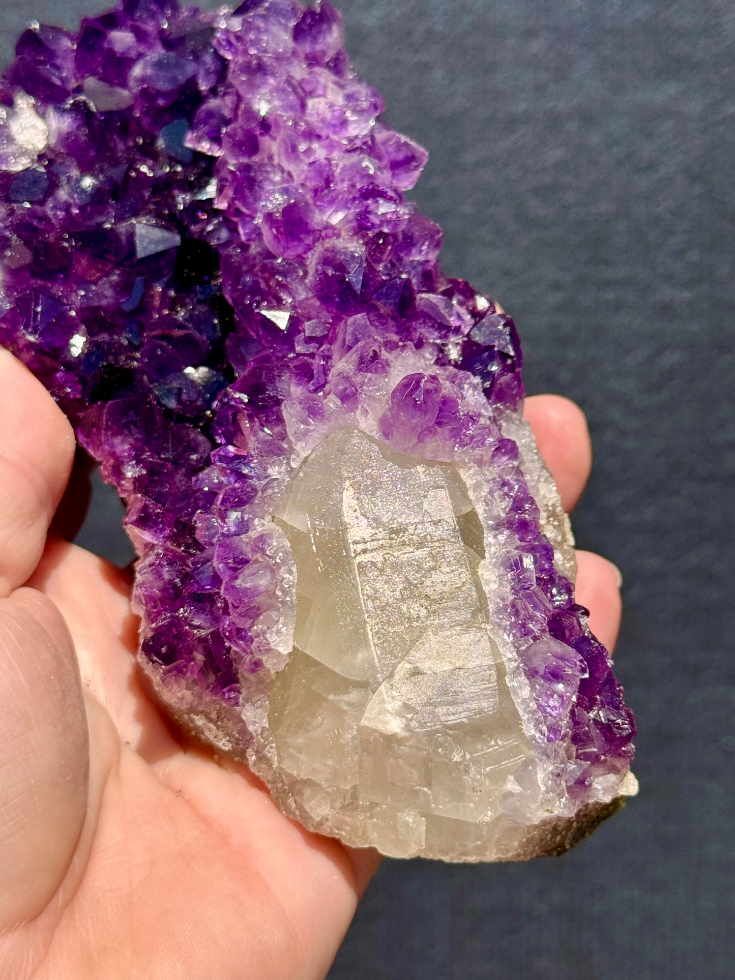 Uruguayan Amethyst with Calcite Formation