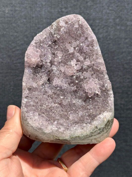 Lilac Amethyst Cluster cut base with Stalactite rose 9