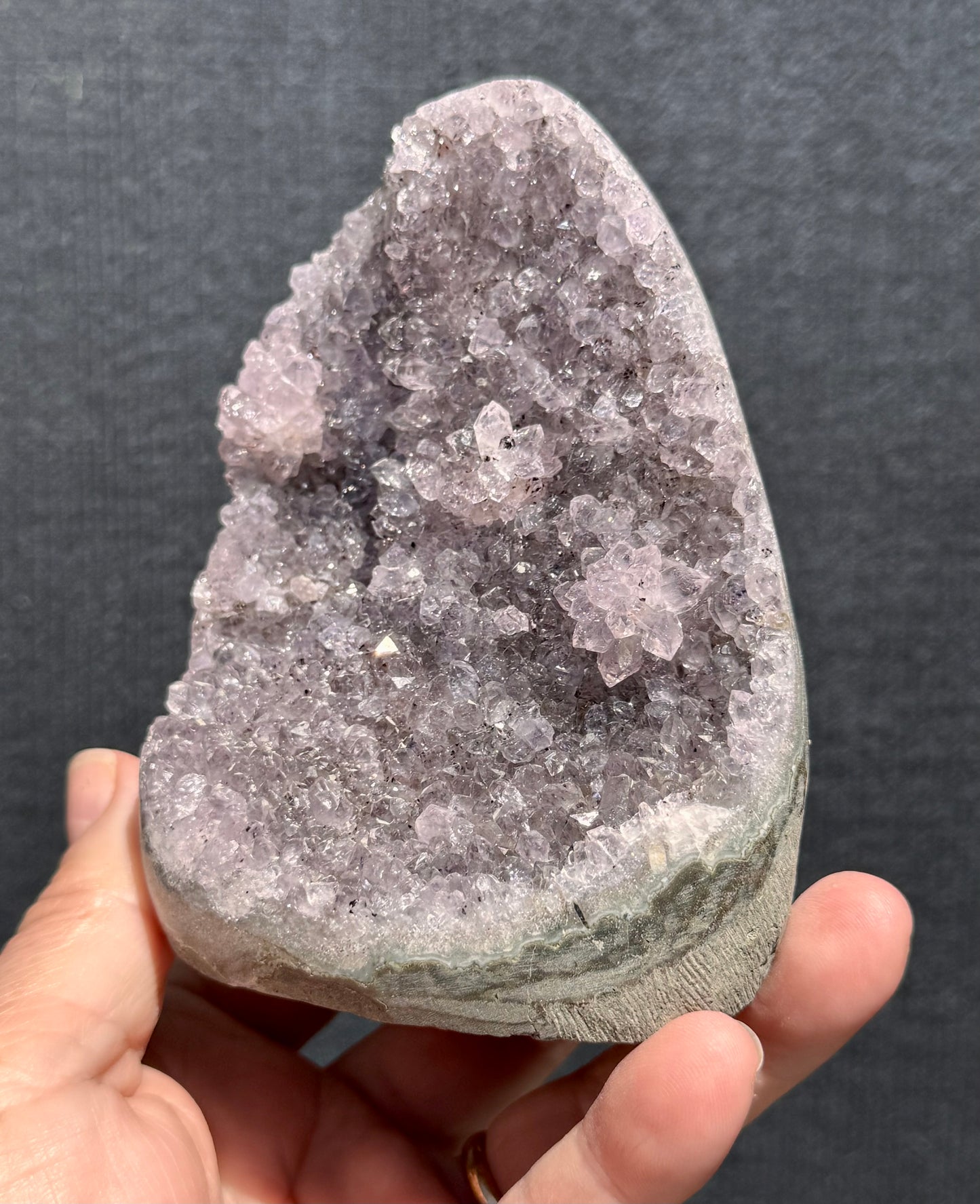 Lilac Amethyst Cluster cut base with Stalactite rose 9